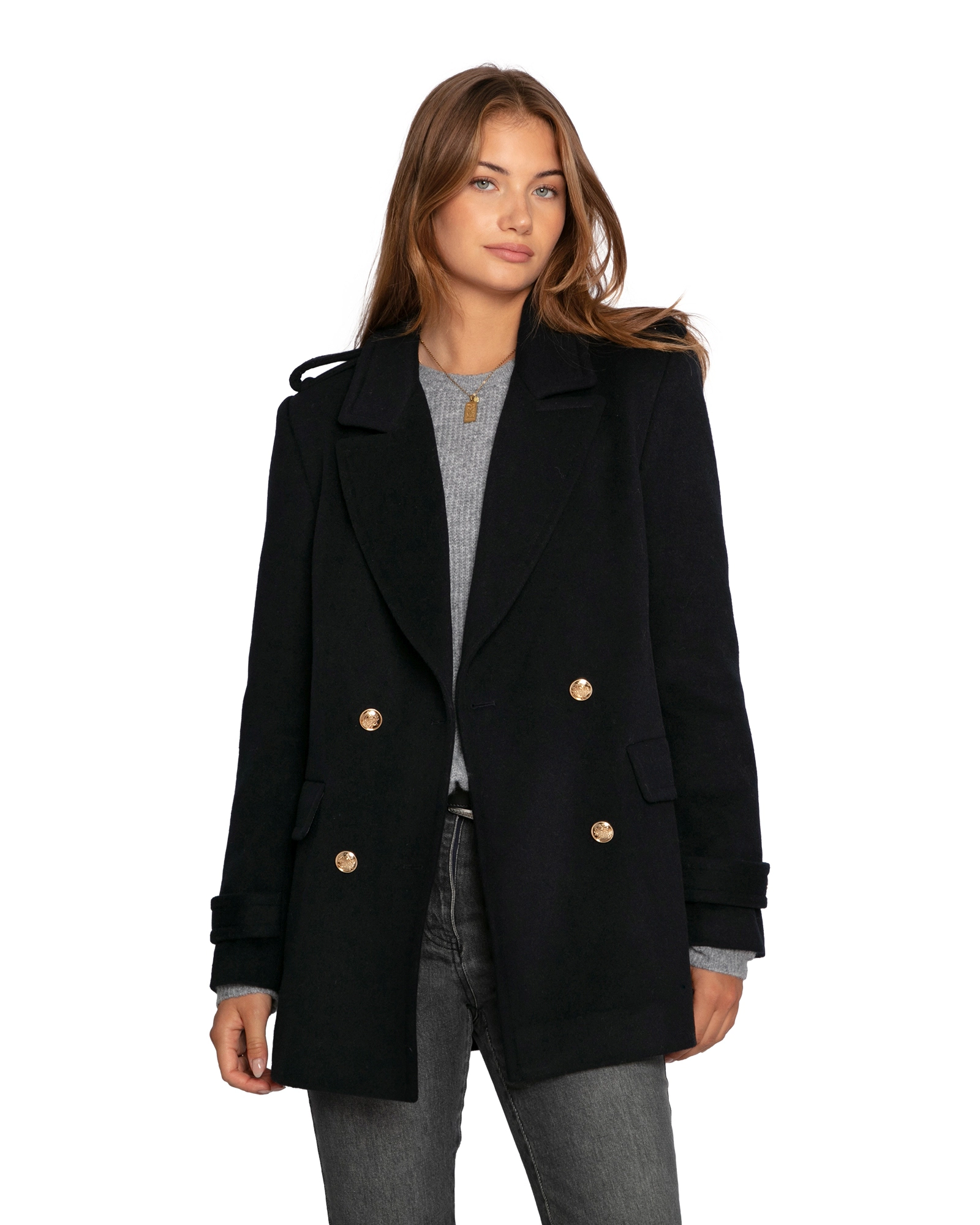 Belle & Bloom Harbour Military Wool Blend Pea Coat