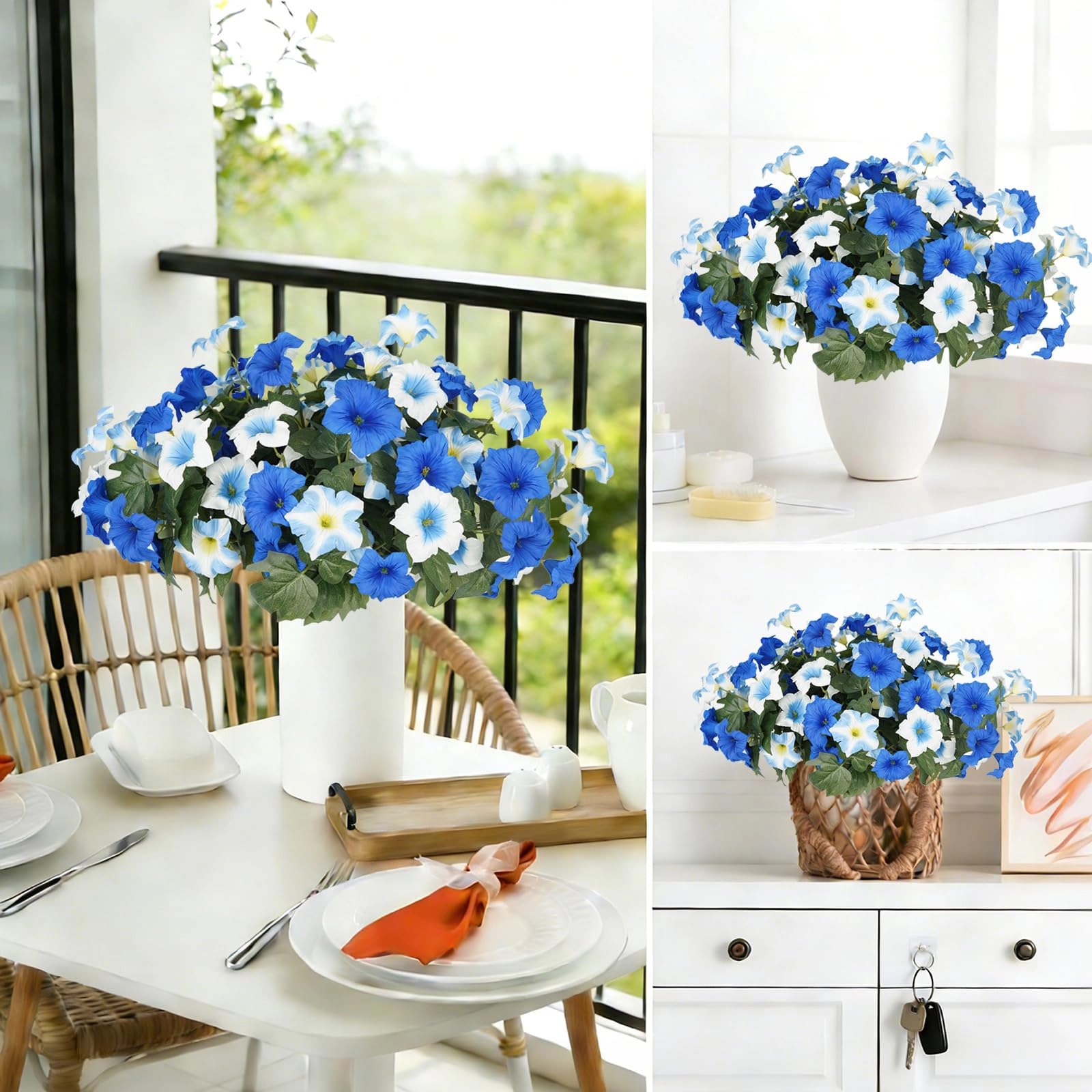 PUPWE Artificial Flowers For Outdoors  Faux Petunias Spring Summer Decoration Plants Uv Resistant Look Real Silk Outside