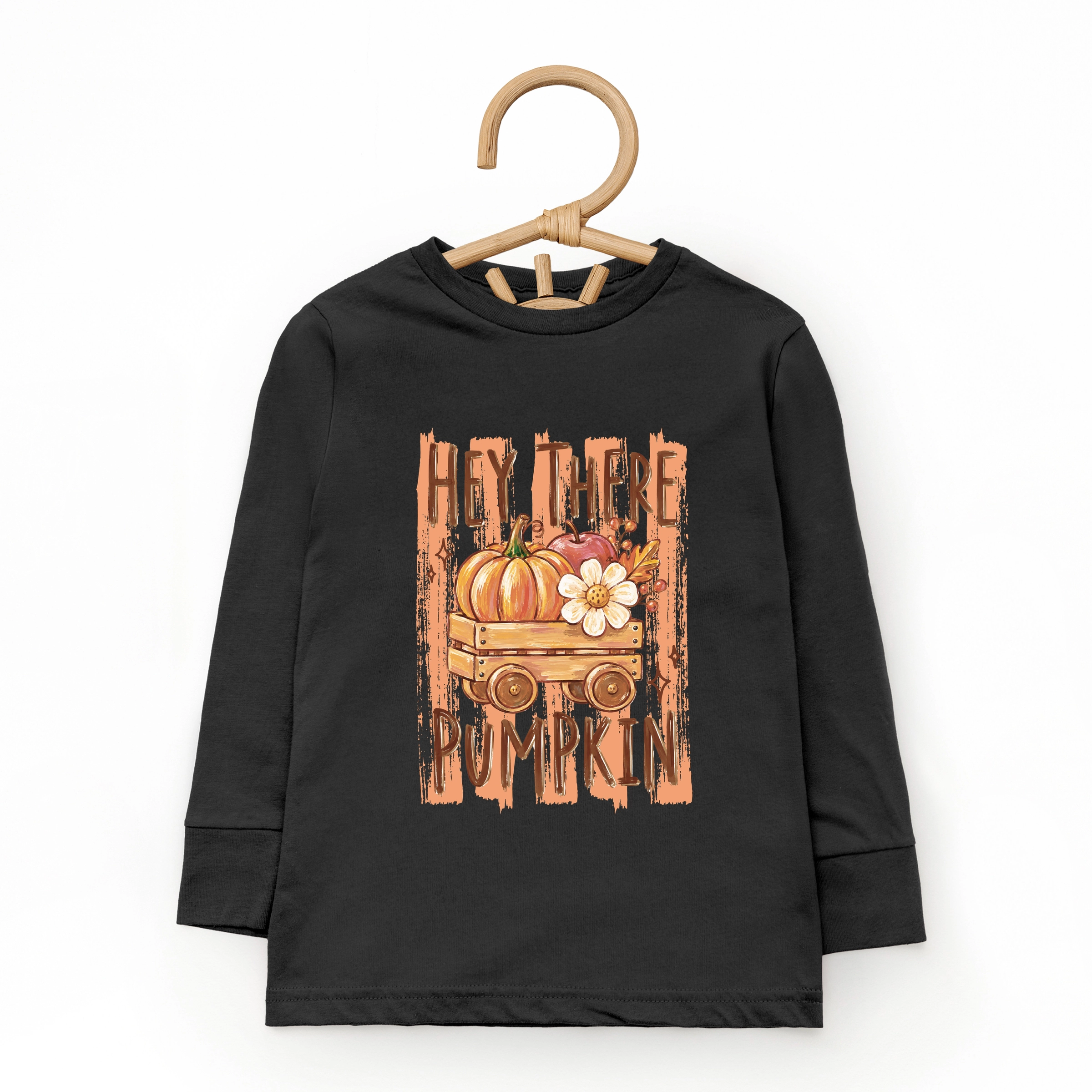 The Juniper Shop  - Toddler Long Sleeve Graphic Tee Hey There Pumpkin Stripes