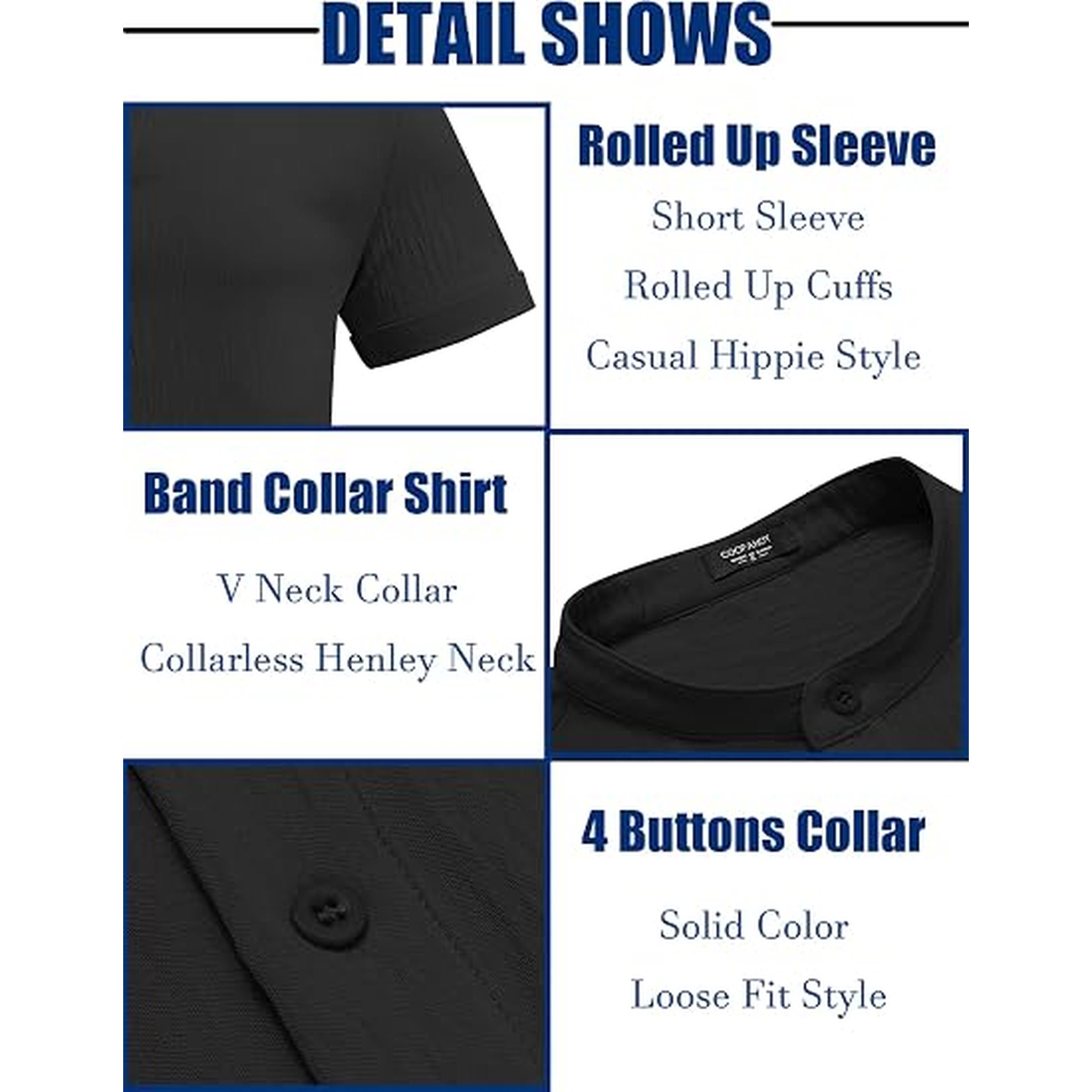 COOFANDY Men's Regular Fit Lightweight Textured Short Sleeve Henley Shirt