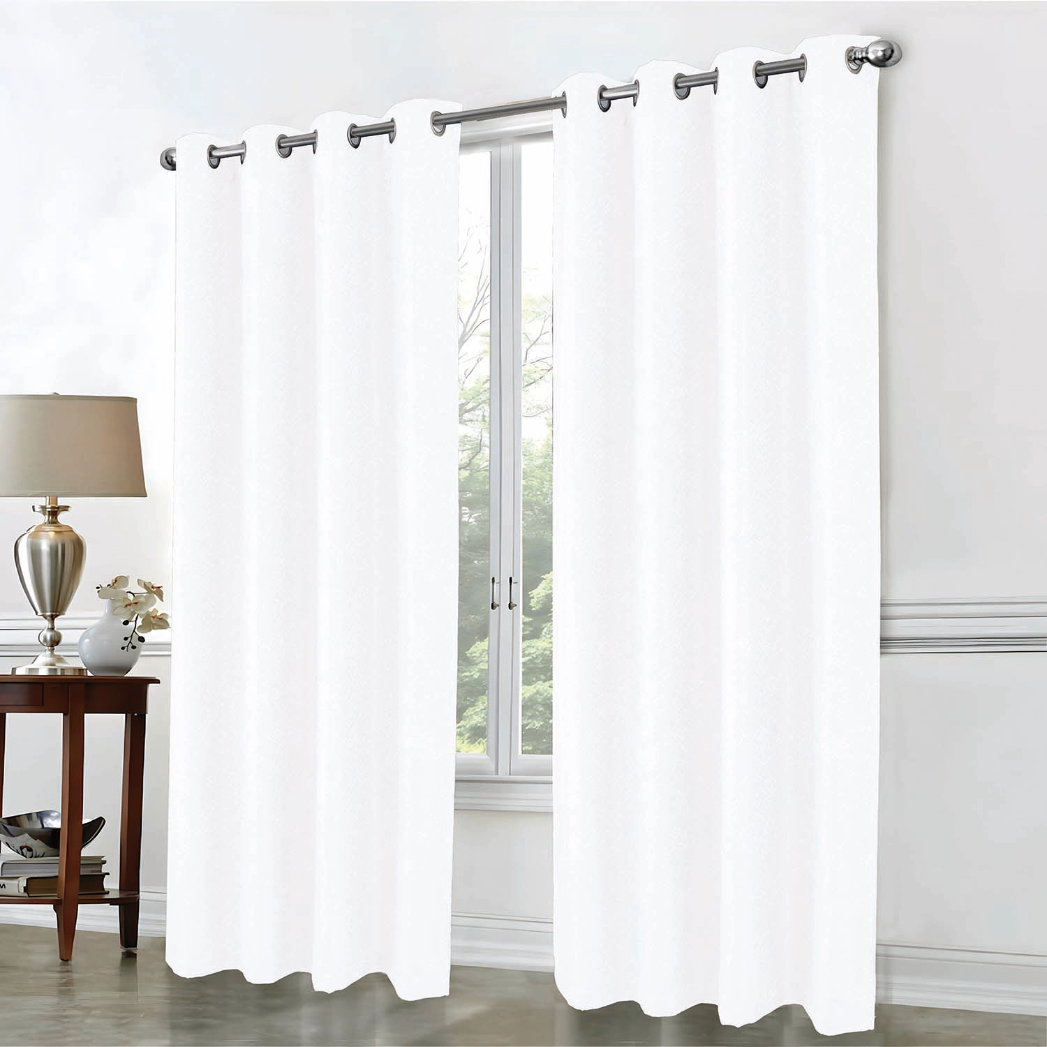 RT Designer Collection Cassi Shimmer Jacquard Grommet Curtain Panel 54" x 90" White