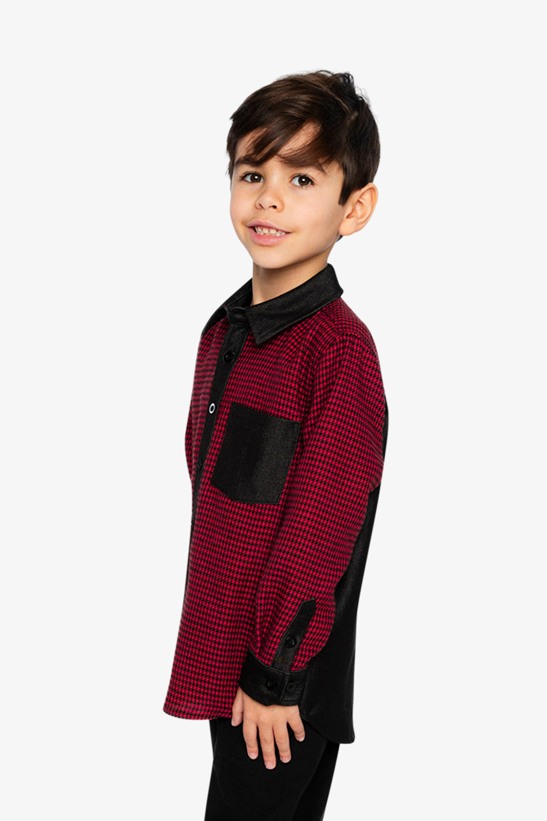 Deux par Boys Houndstooth Button-Down Shirt