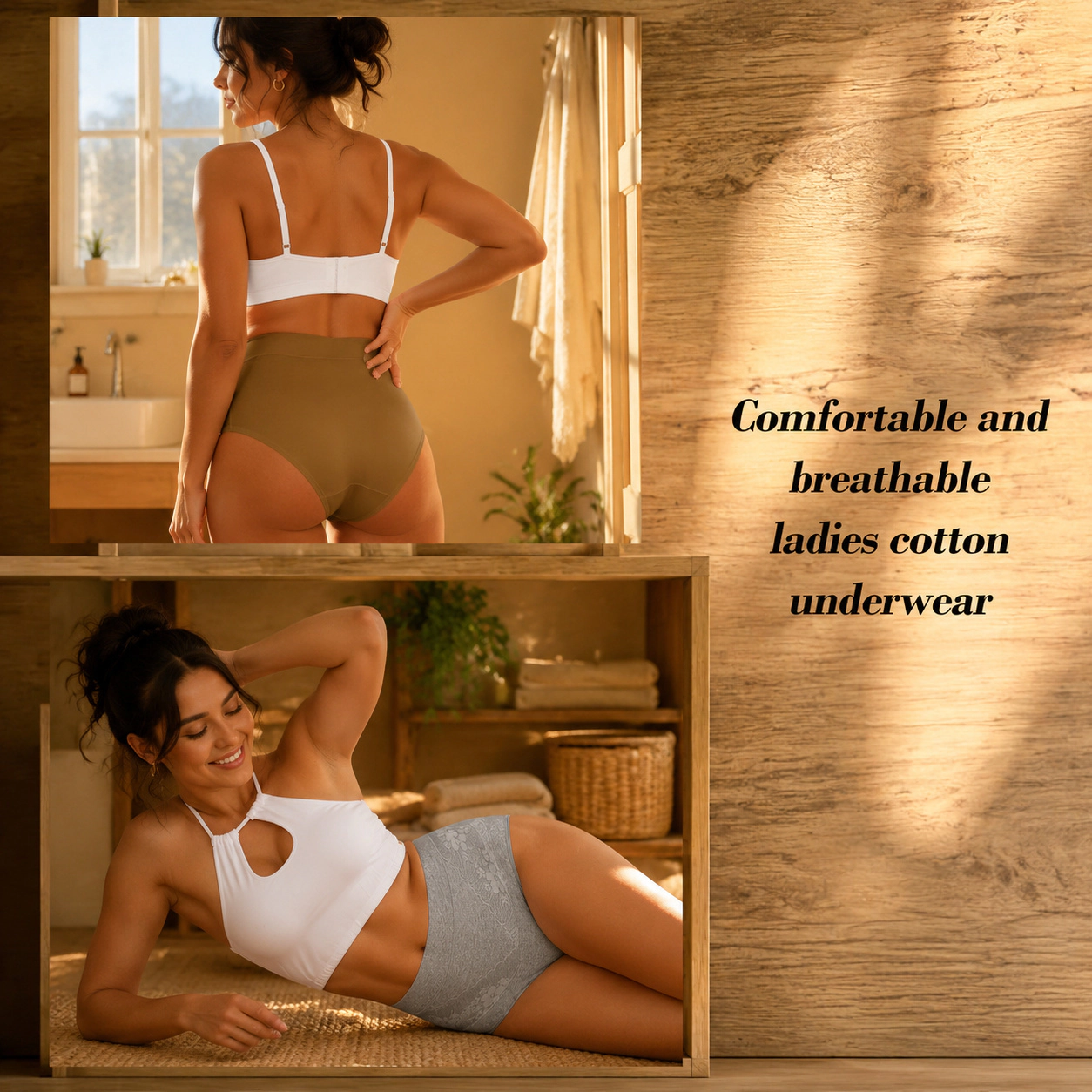 WZK Womens 5-Pack High Waisted Cotton Tummy Control Full Coverage Briefs Panties