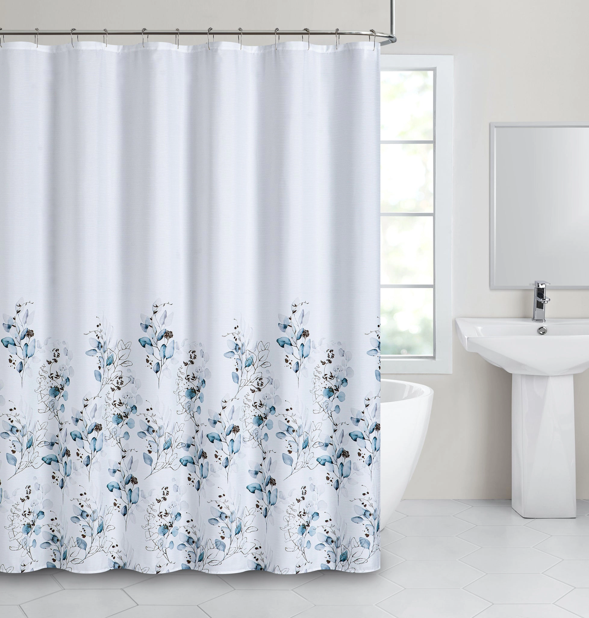 Dainty Home Sweet Garden Printed Fabric 3D Designed Textured Fabric Shower Curtain 70" x 72"