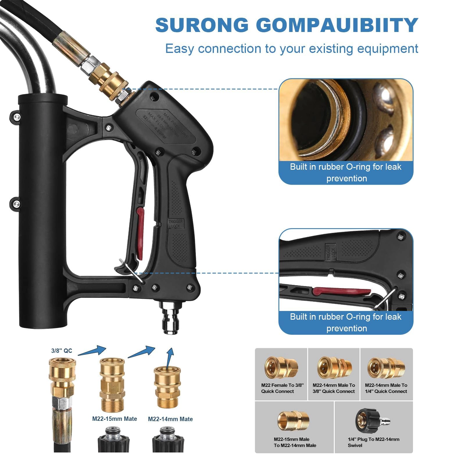 24-in up to 4900-PSI Stainless Steel Walk-Behind Pressure Washer Surface Cleaner with 4 Wheels and 1/4-in Adapter