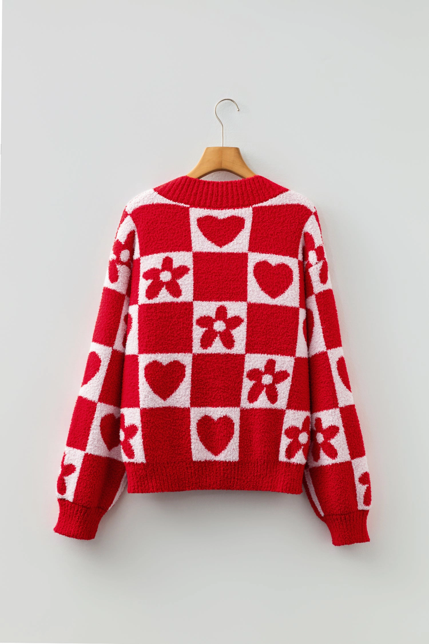 Threaded Pear Women's Marianna Checkered Knit Loose Sweater