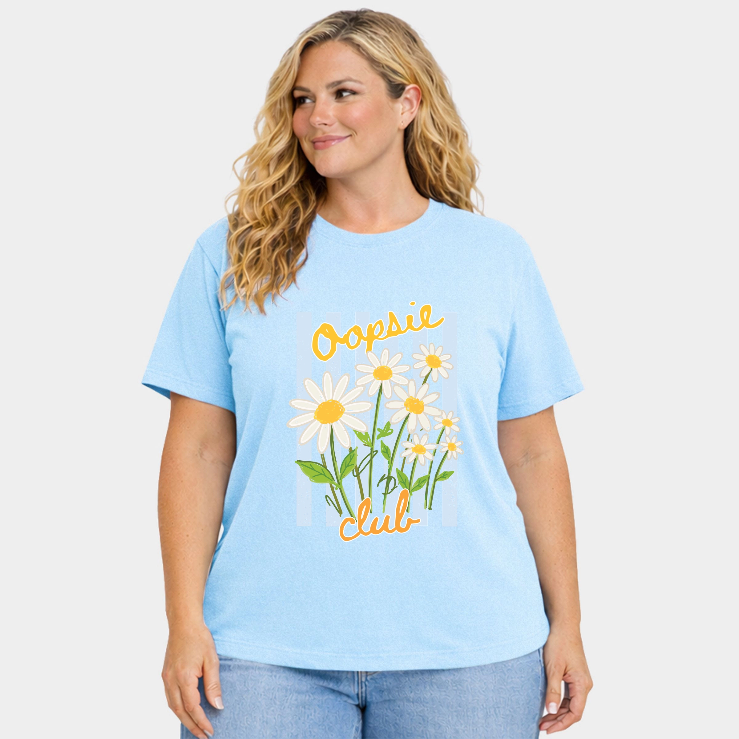 Simply Sage Market - Women's Plus Sized Garment Dyed Graphic T-Shirt Oopsie Daisy Club Stripes