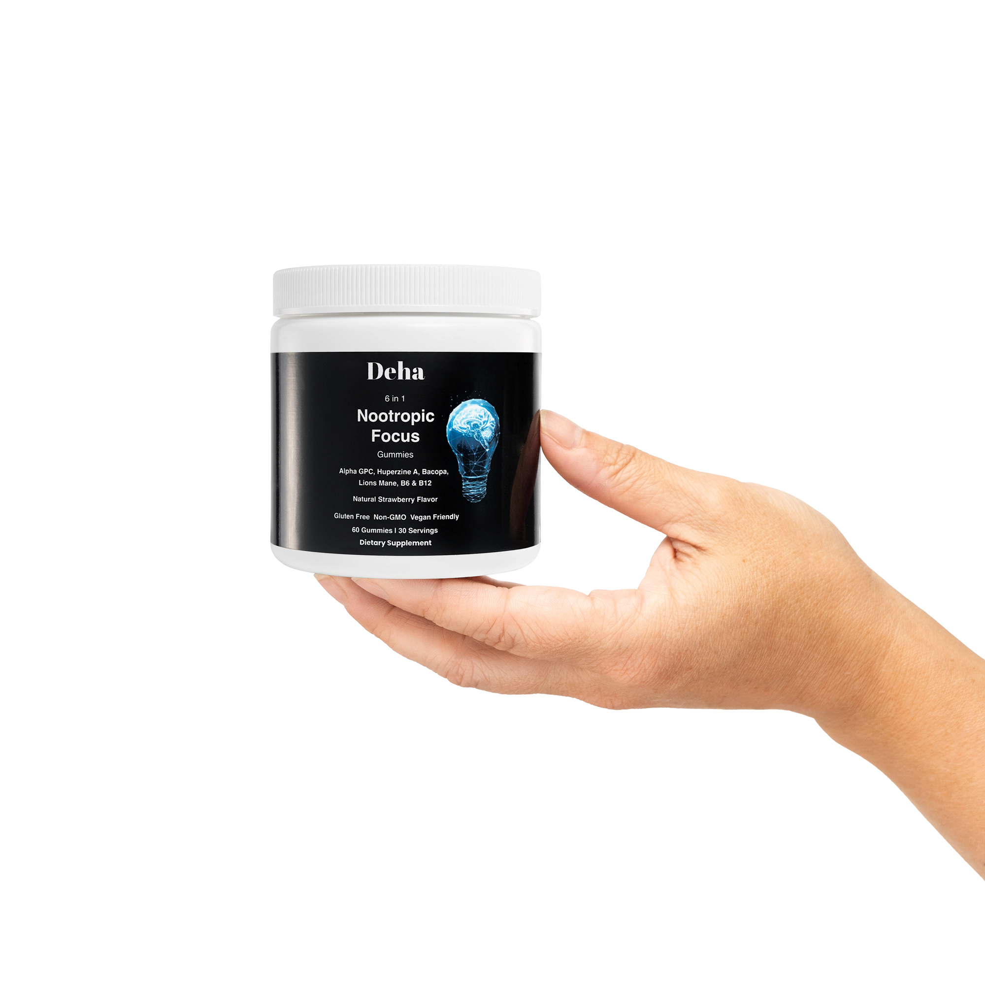 Deha Focus Gummies Nootropic Brain Supplements - Vegan, Non-GMO, Gluten-Free 60 Ct