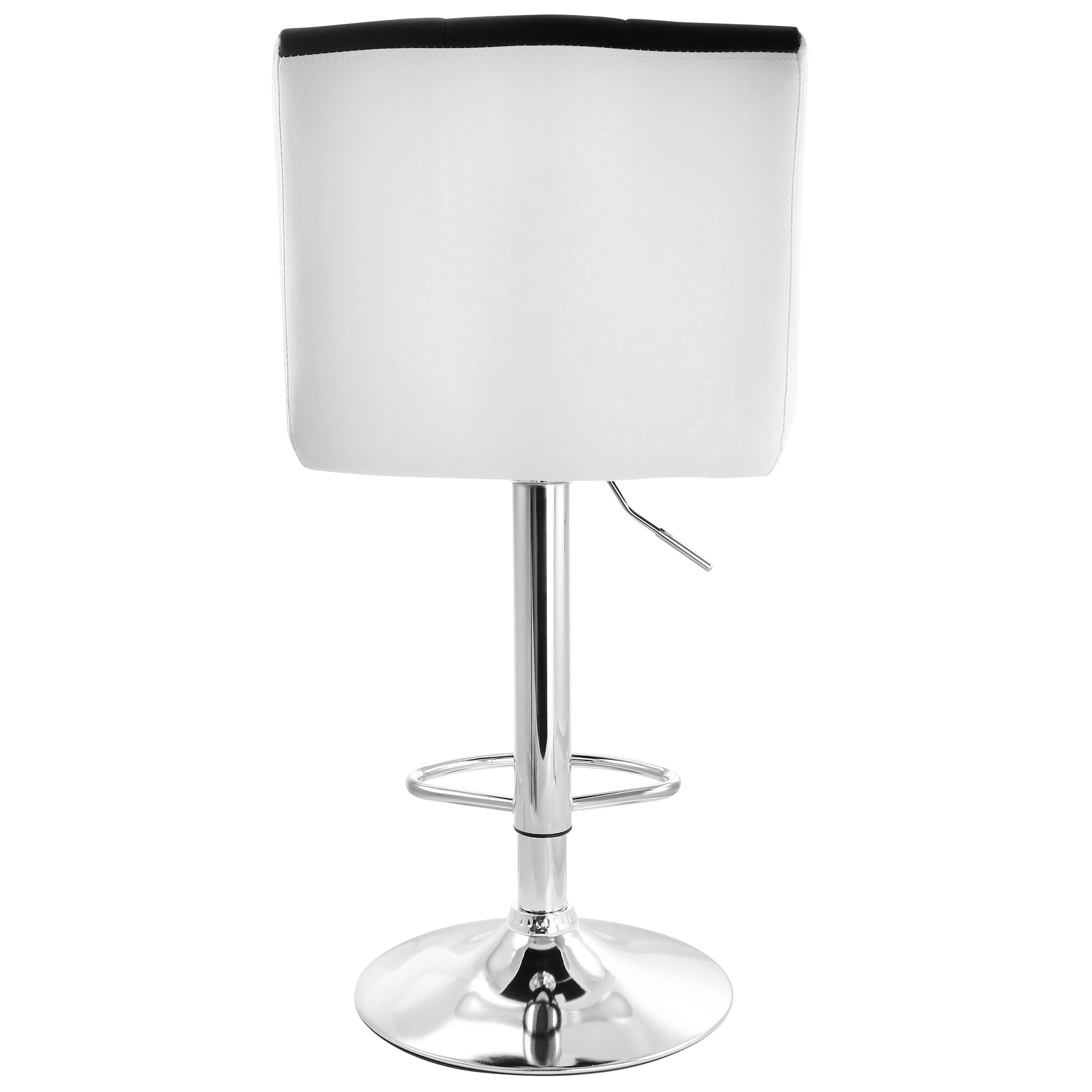 Elama 2 Piece Faux Leather Tufted Bar Stool in Black and White with Chrome Base