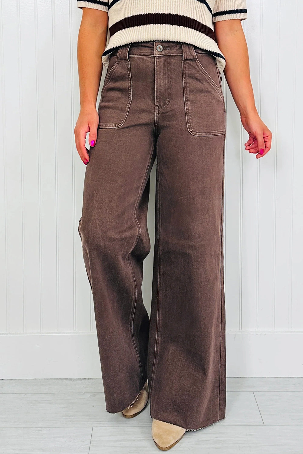 Threaded Pear Women's Elora Washed Patch Loose Jeans