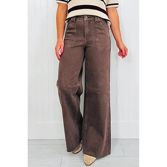 Threaded Pear Women's Elora Washed Patch Loose Jeans