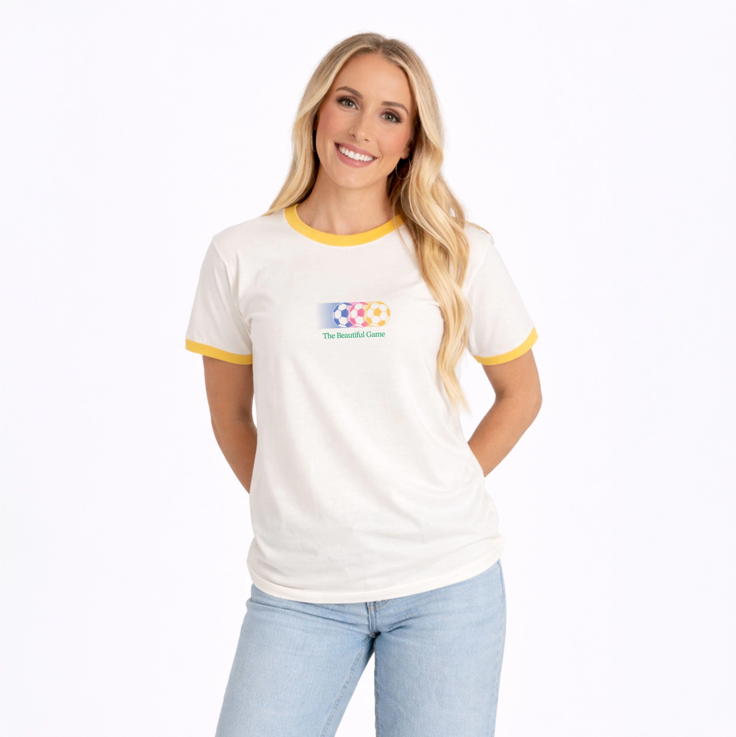Simply Sage Market - The Beautiful Game Outline Women's Ringer Graphic T-Shirt