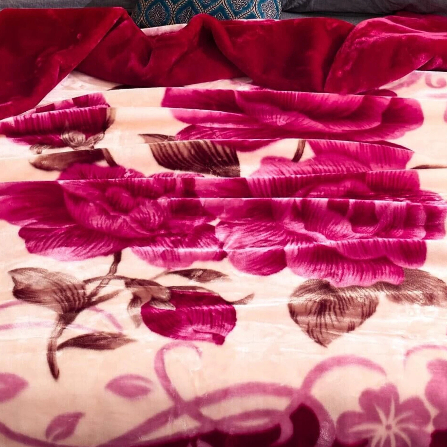 SS Design 2-Ply Fleece Blanket, Plush Reversible Bed Blanket