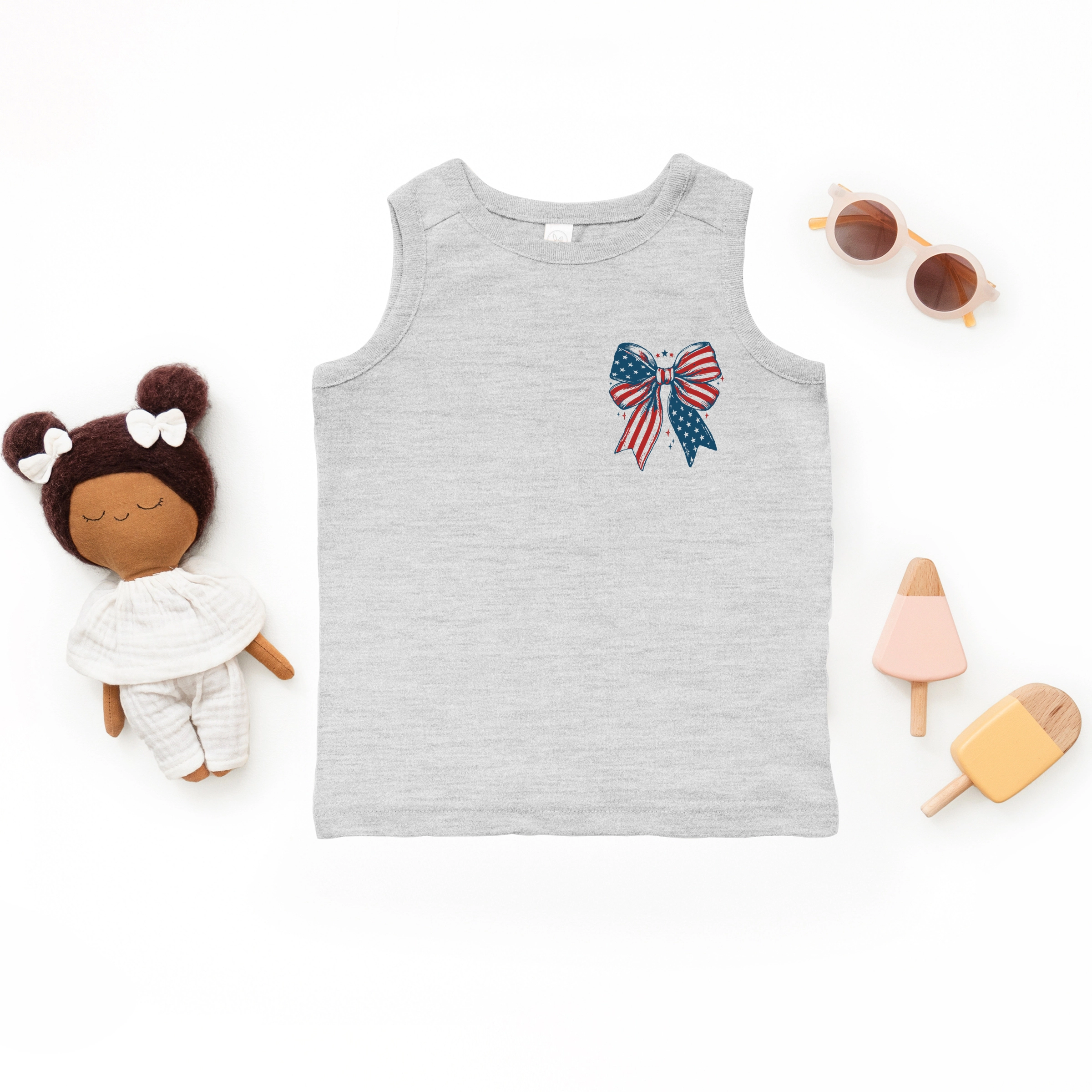 The Juniper Shop - Patriotic Bow Stars Toddler Graphic Tank