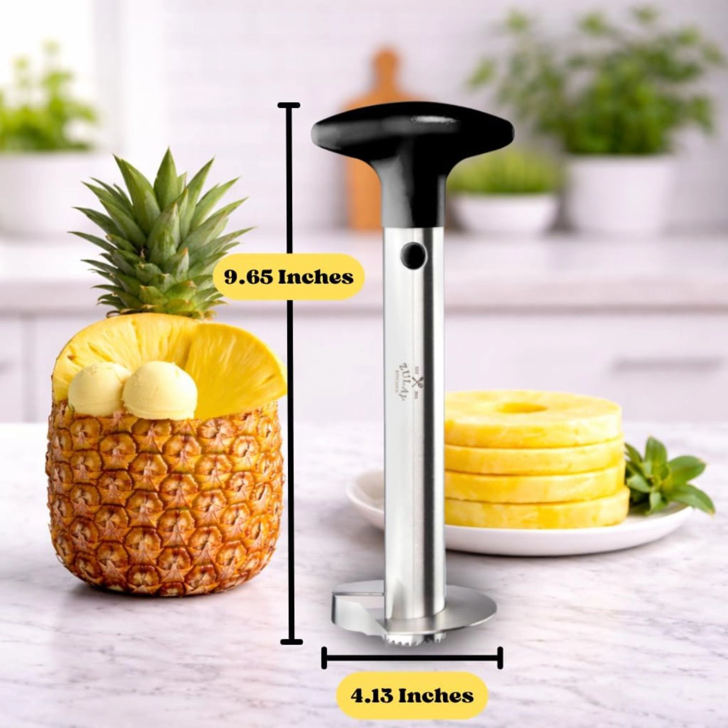 Zulay Kitchen Stainless Steel Pineapple Corer & Slicer + Eye Removal Tool