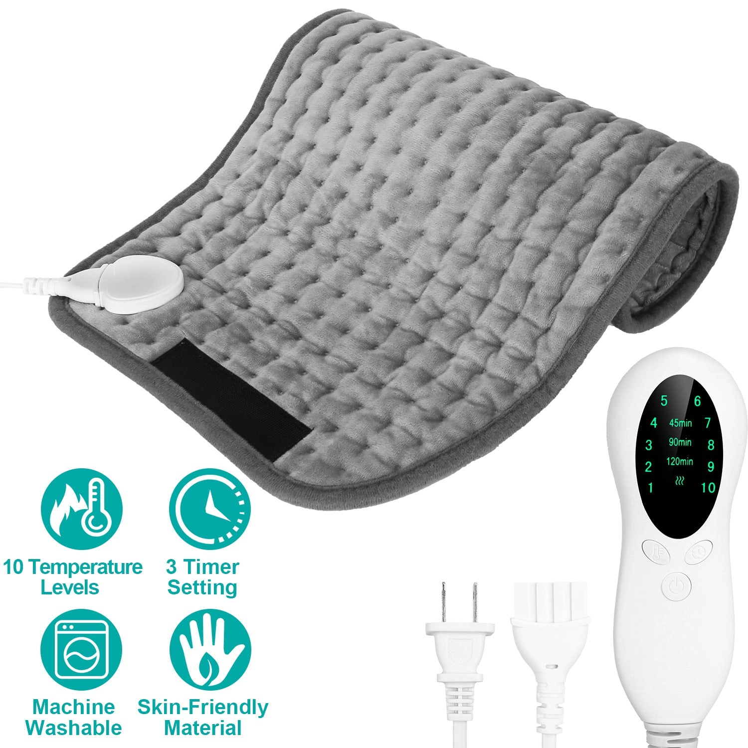 GBruno Soft Cotton Electric Heating Pad With Timer