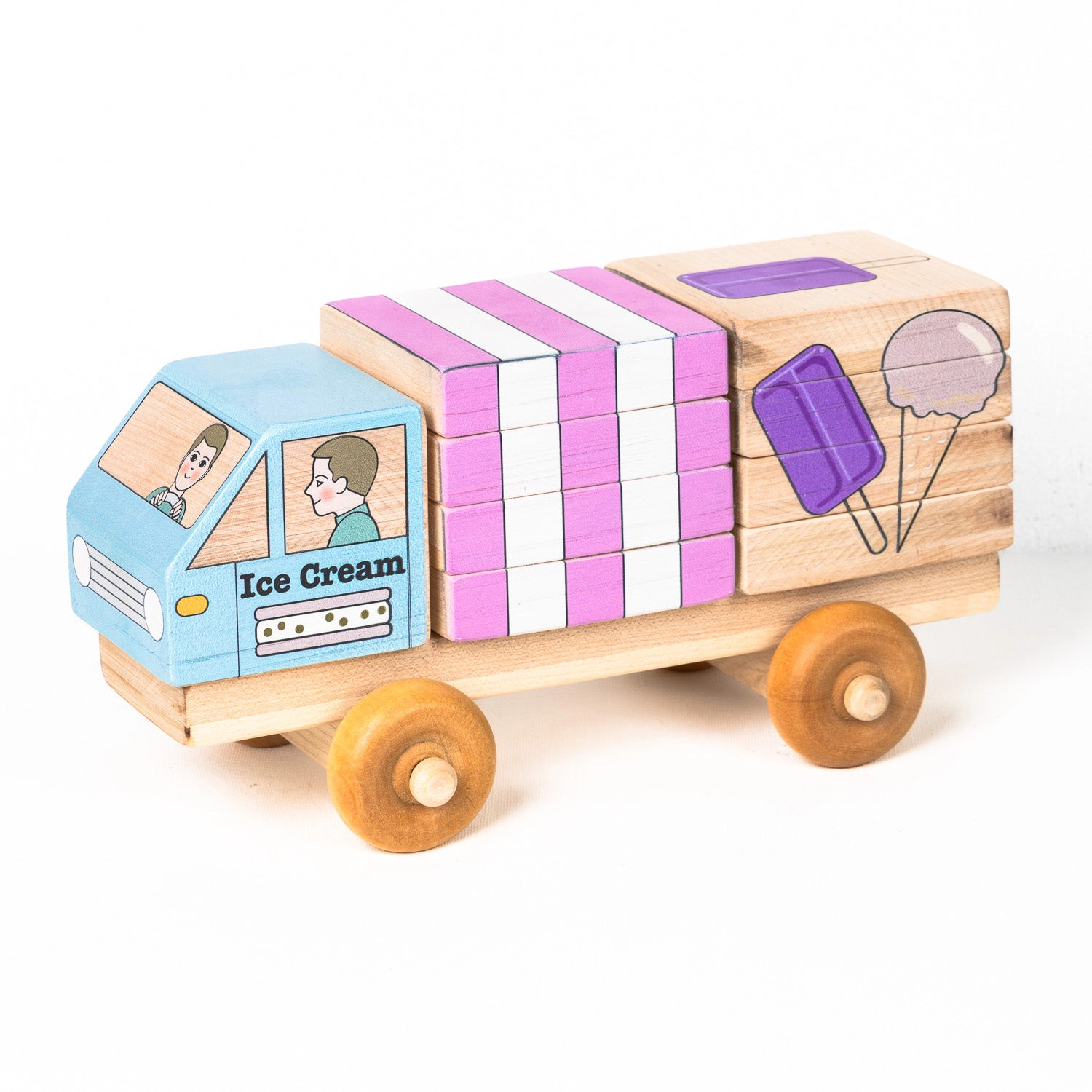 Stackable Ice Cream Truck Puzzle - Wooden Montessori Toy - Made in Canada