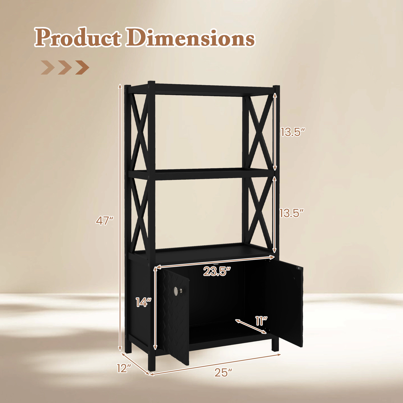 SlickBlue Freestanding Bathroom Floor Cabinet with 2 Open Shelves
