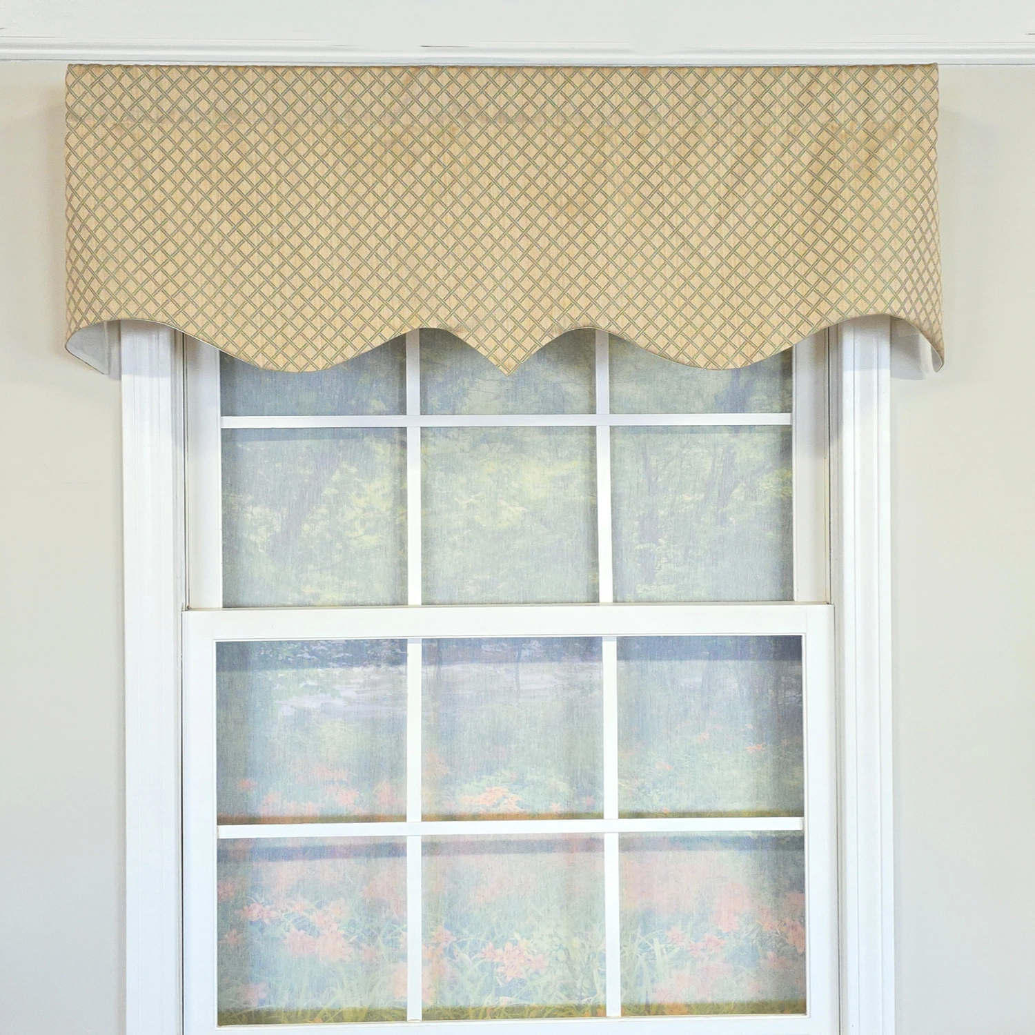 RLF Home Dottie Cornice Window Valance 100% Cotton Lined Rod Pocket 50" x 17" Green