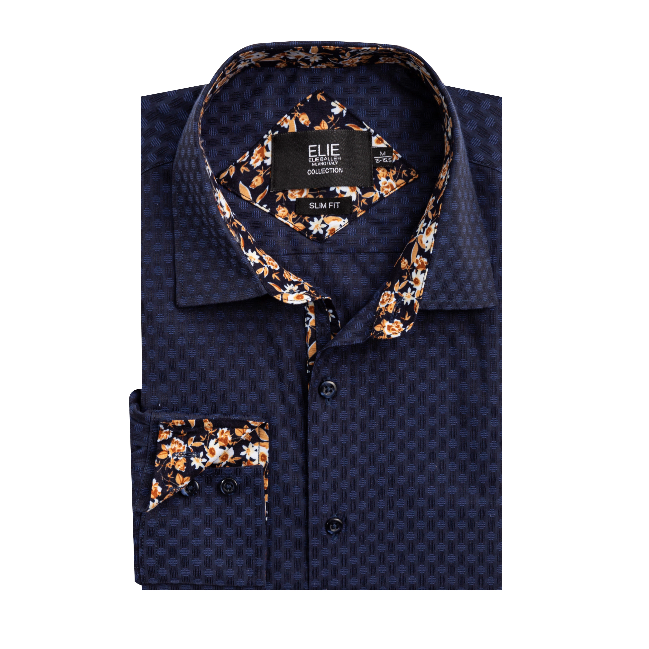 Elie Balleh Boys Slim Fit Jacquard Dot Shirt