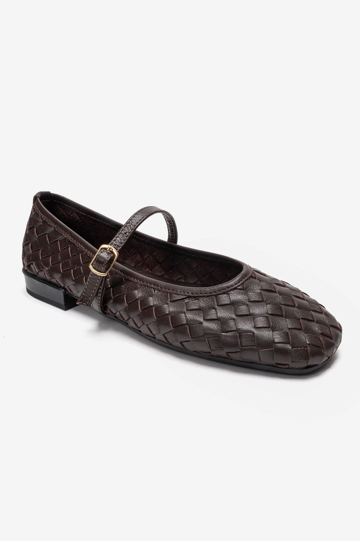 Forever & Always Womens Yevora Leather Woven Strap Ballet Flat