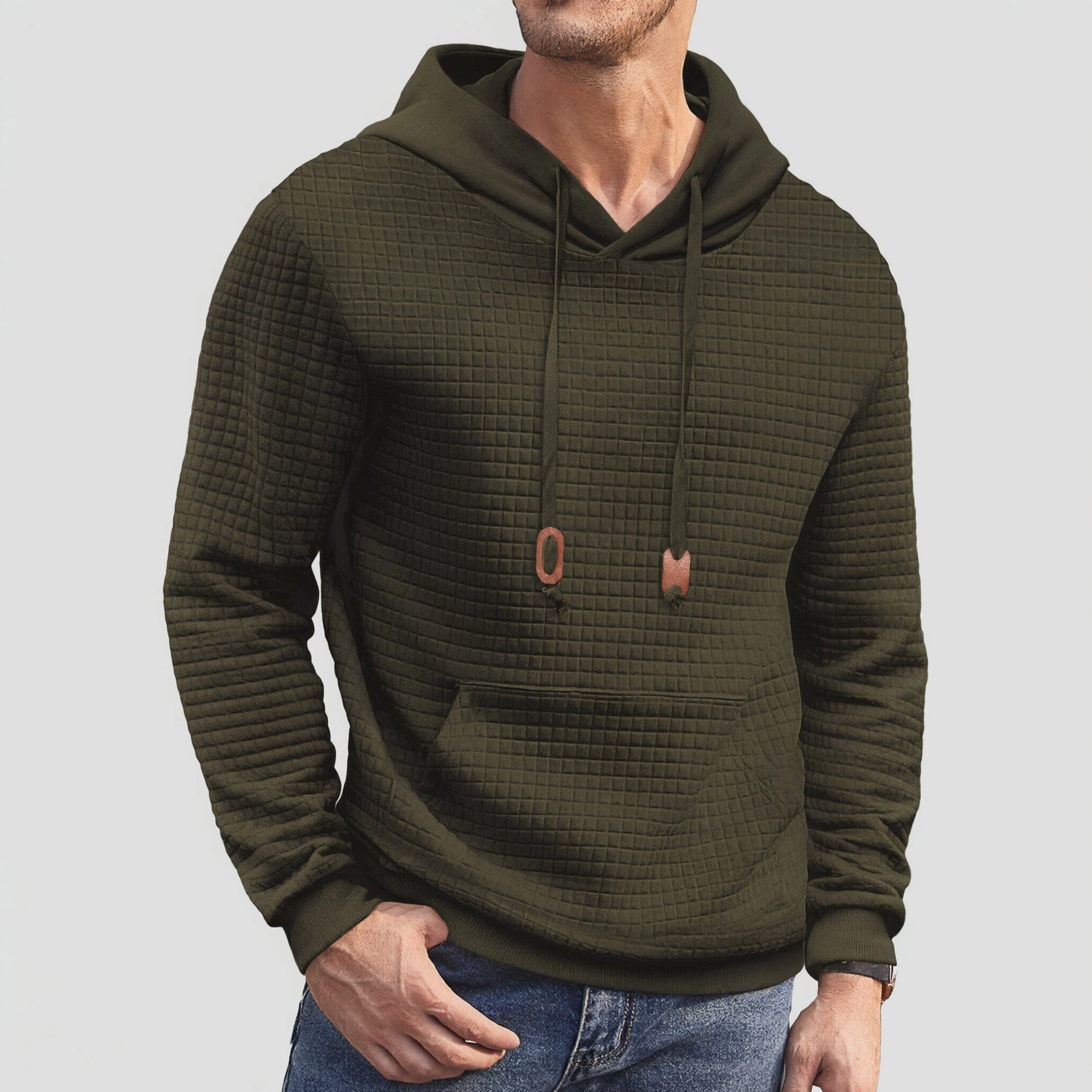 COOFANDY Men's Regular Fit Textured Waffle Knit Pullover Hoodie