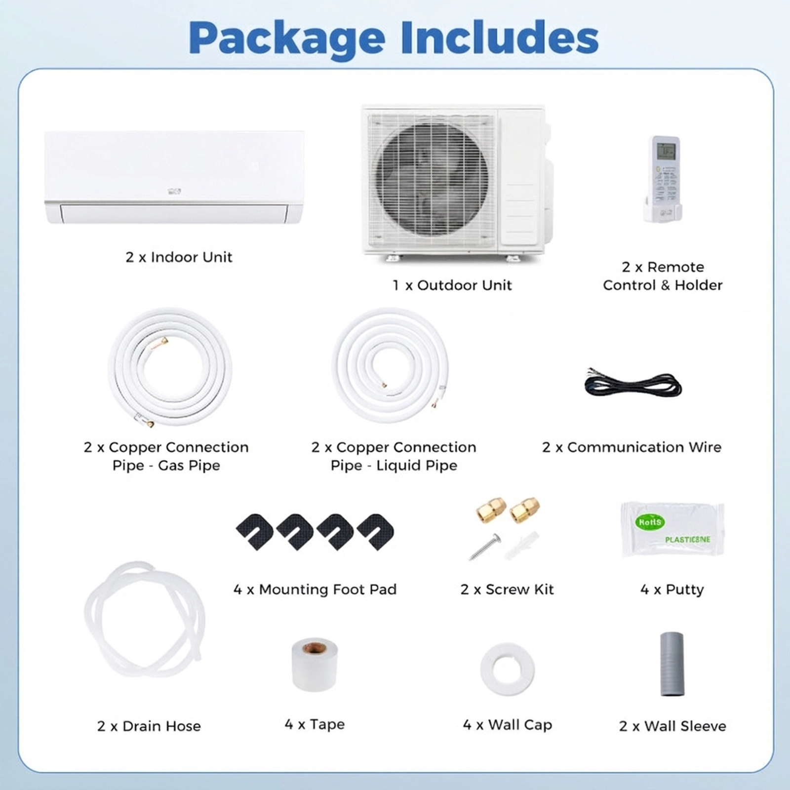 SUGIFT 20000-BTU 2-Zone 23-SEER2 208-230V Ductless Mini Split Air Conditioner with Heat Pump 9K + 9K