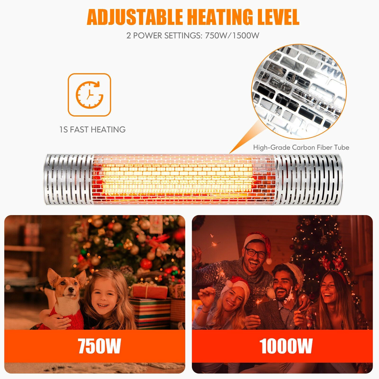 SlickBlue Outdoor Infrared Heater 1500W with Remote & Adjustable Angle