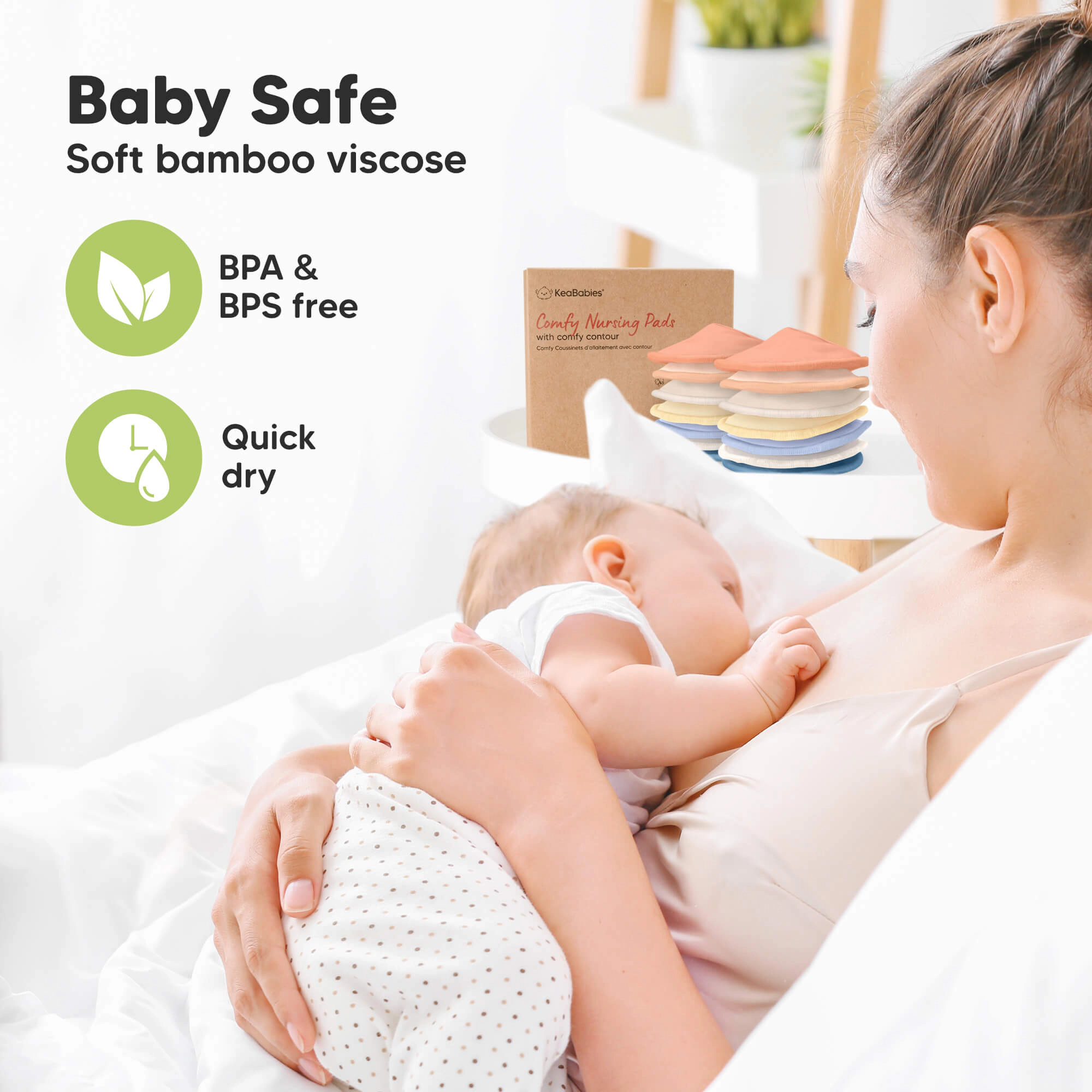 KeaBabies 14-Pack Comfy Nursing Pads (Sweetheart)