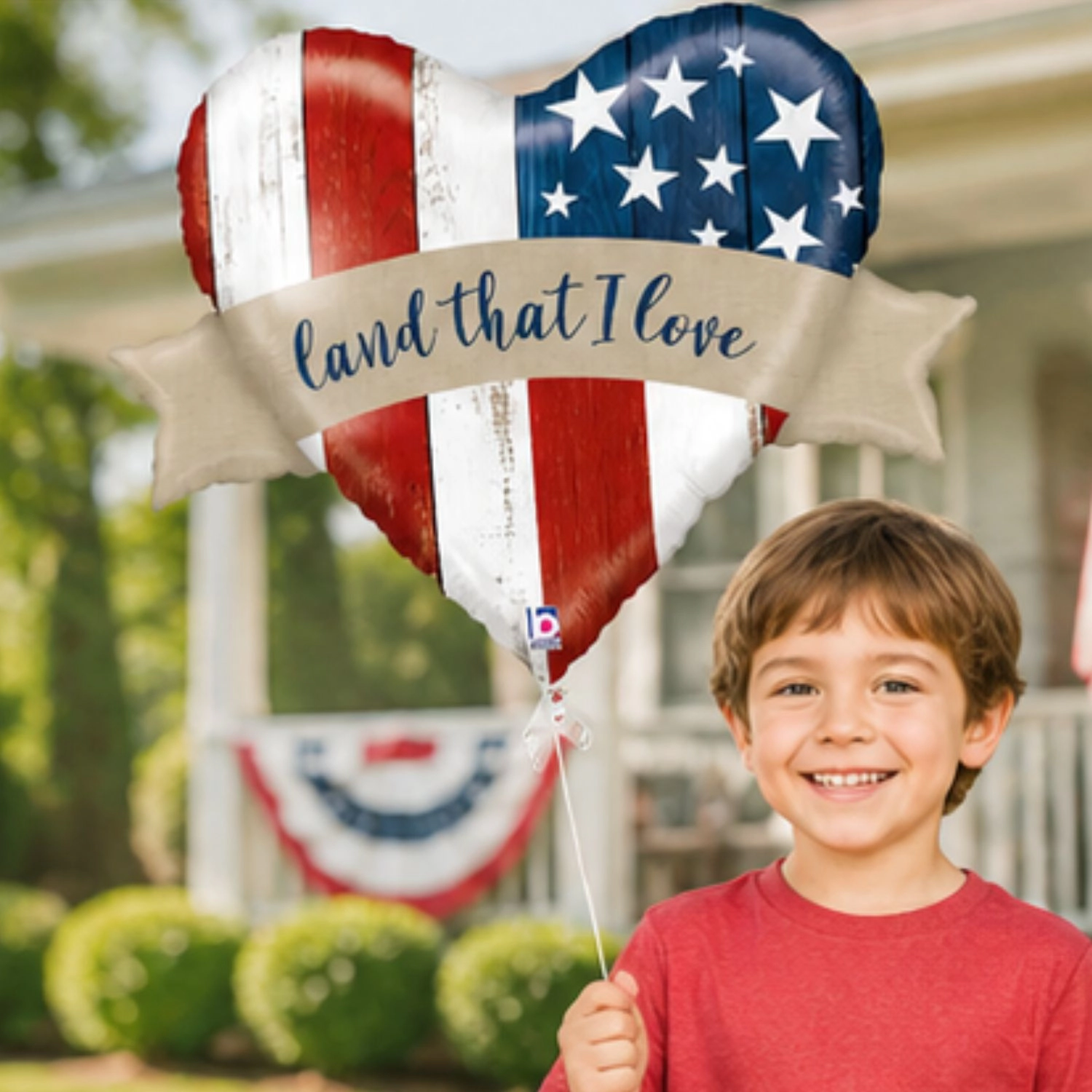 LoonBalloon 32-Inch Patriotic Foil Balloons, Red White Blue, 5-Pack