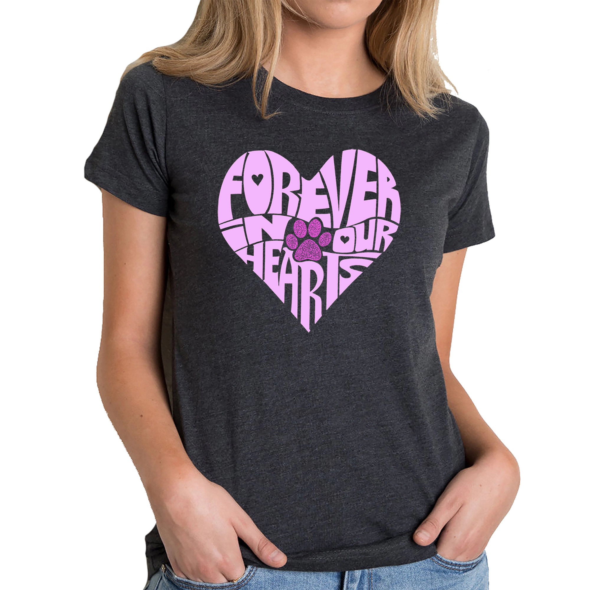 LA Pop Art Women's Cotton/Poly Blend Word T-Shirt - Forever Our Hearts