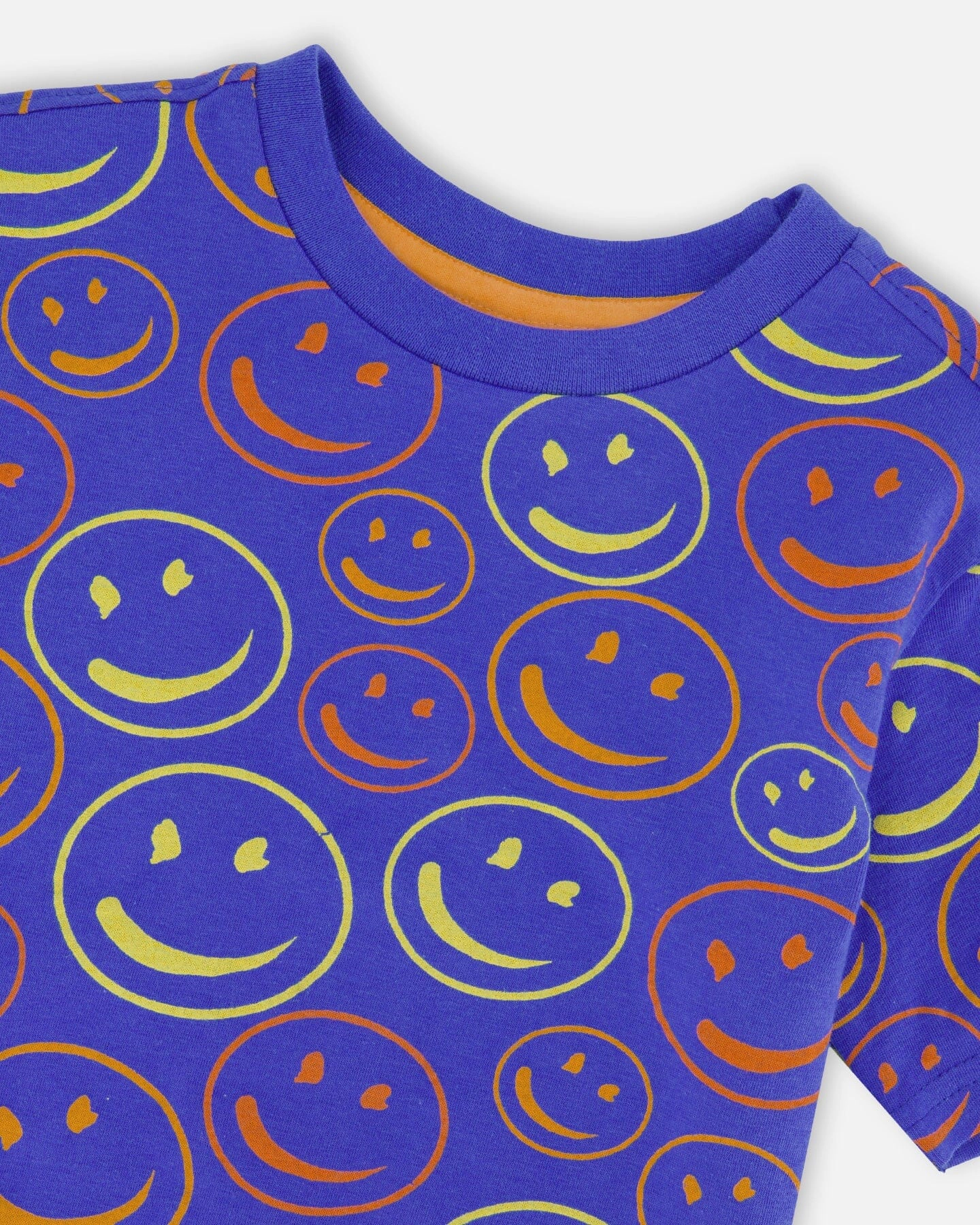 Deux par Boys Organic Cotton Jersey T-Shirt Smiley Print