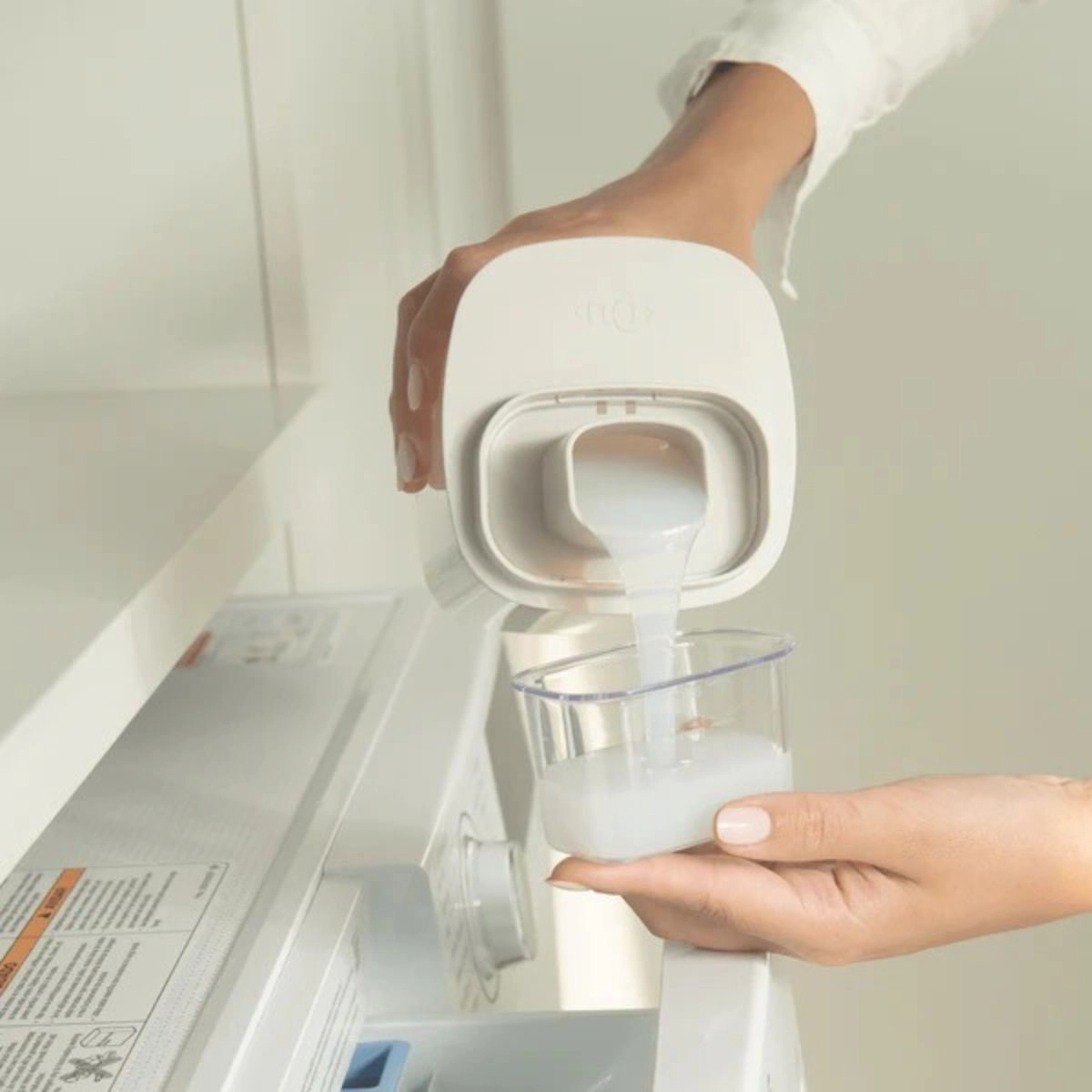 OU 34 oz Liquid Soap & Laundry Detergent Dispenser 2 Pack, Clear Airtight w/ Measuring Cap