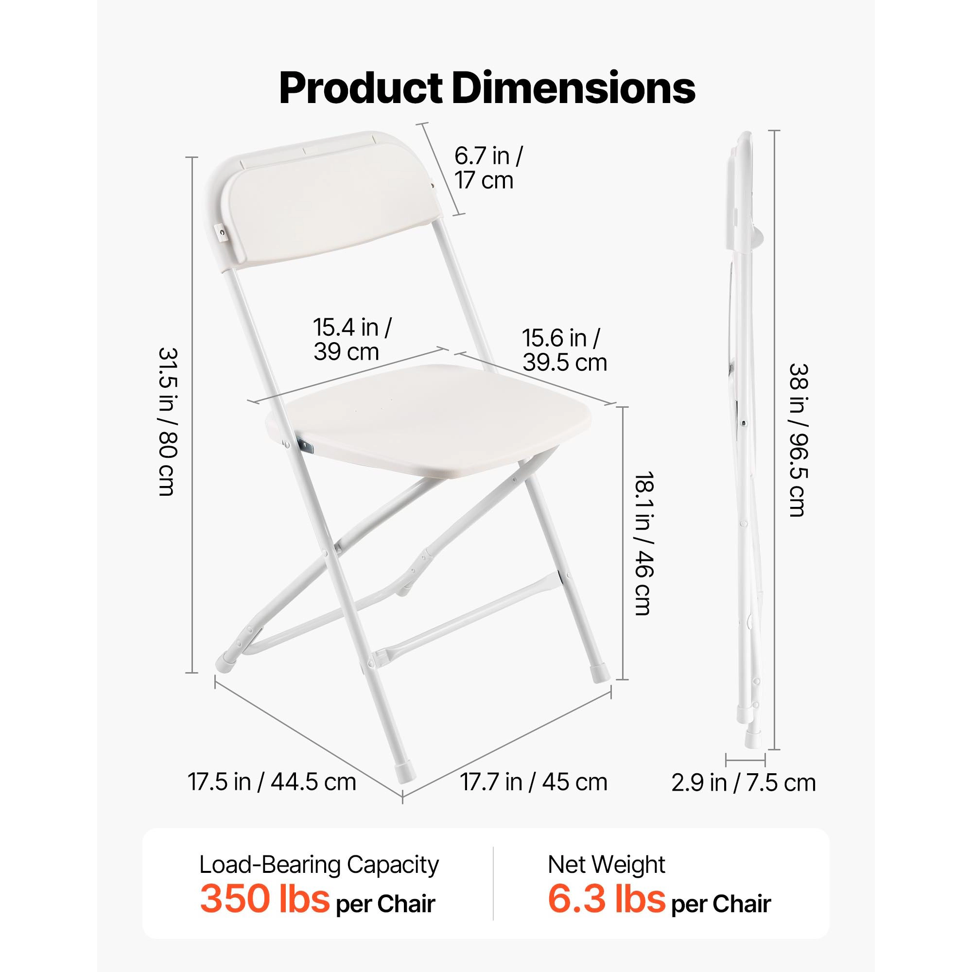 HONGGE Folding Chairs Foldable Chairs with Heavy Duty Metal Frame Portable Folding Card Table Chairs Stackable Seats