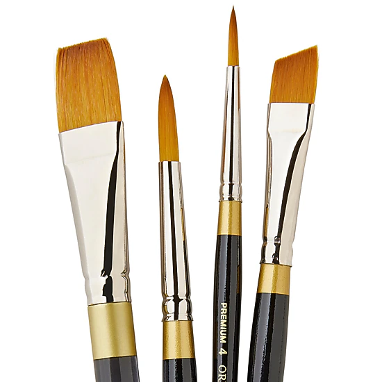 KINGART Original Gold® Golden Taklon Brush Set 4 pc