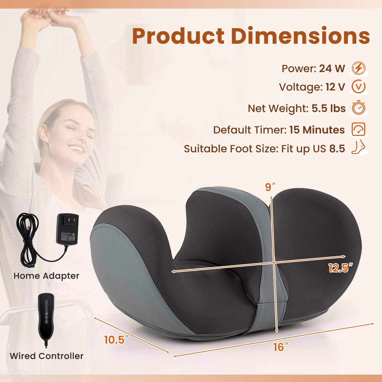 SlickBlue Foot and Calf Massager with Heat Electric Shiatsu Leg Massager