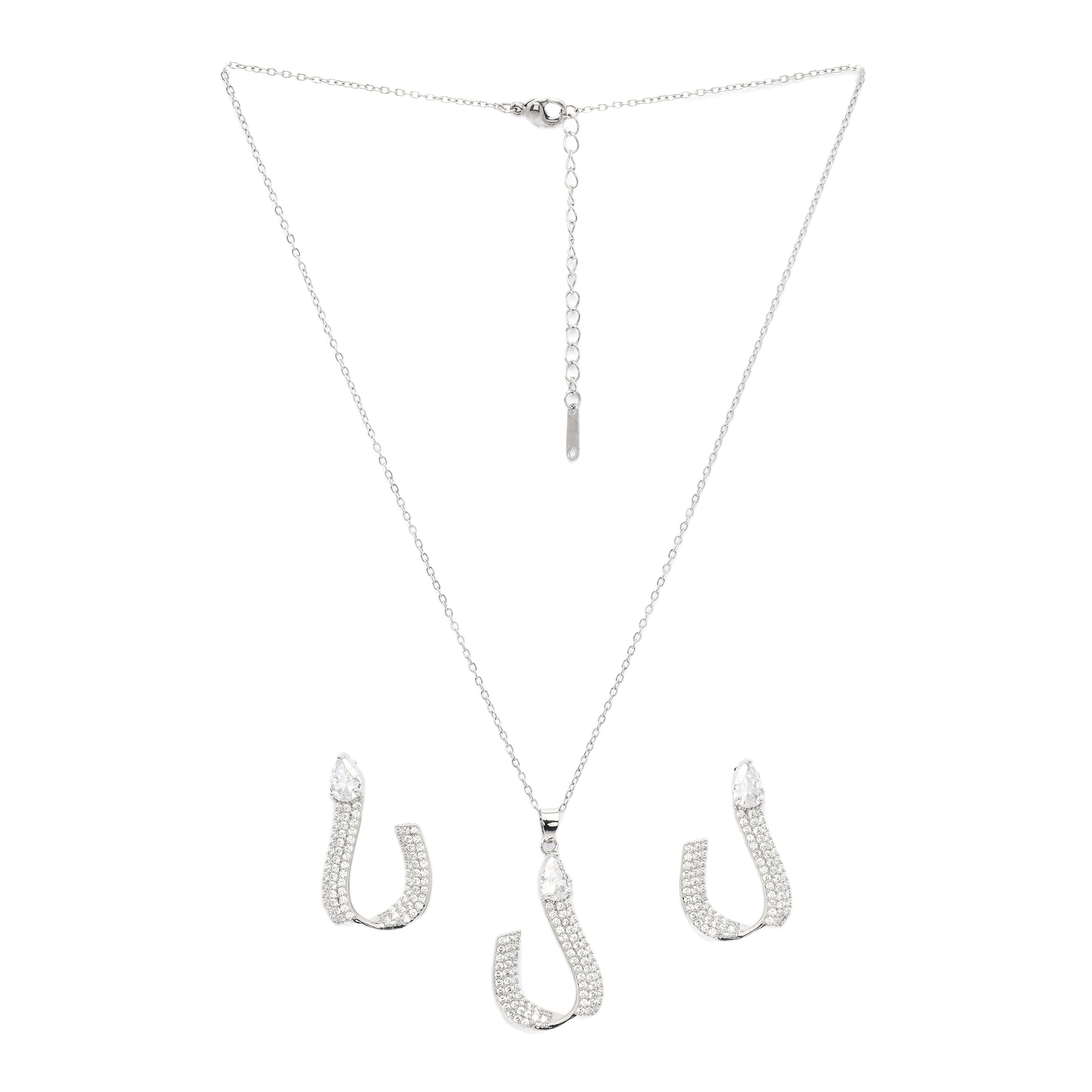 AGP PARIS Shimmering Charm Horseshoe Womens Necklace and Earrings Set