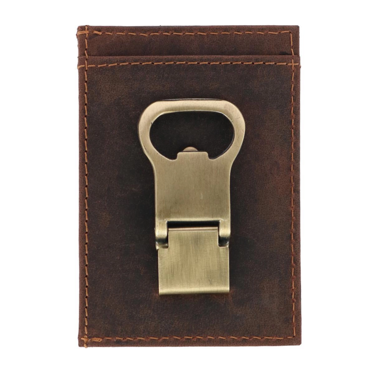 CTM® Men's Leather Bottle Opener Money Clip Wallet