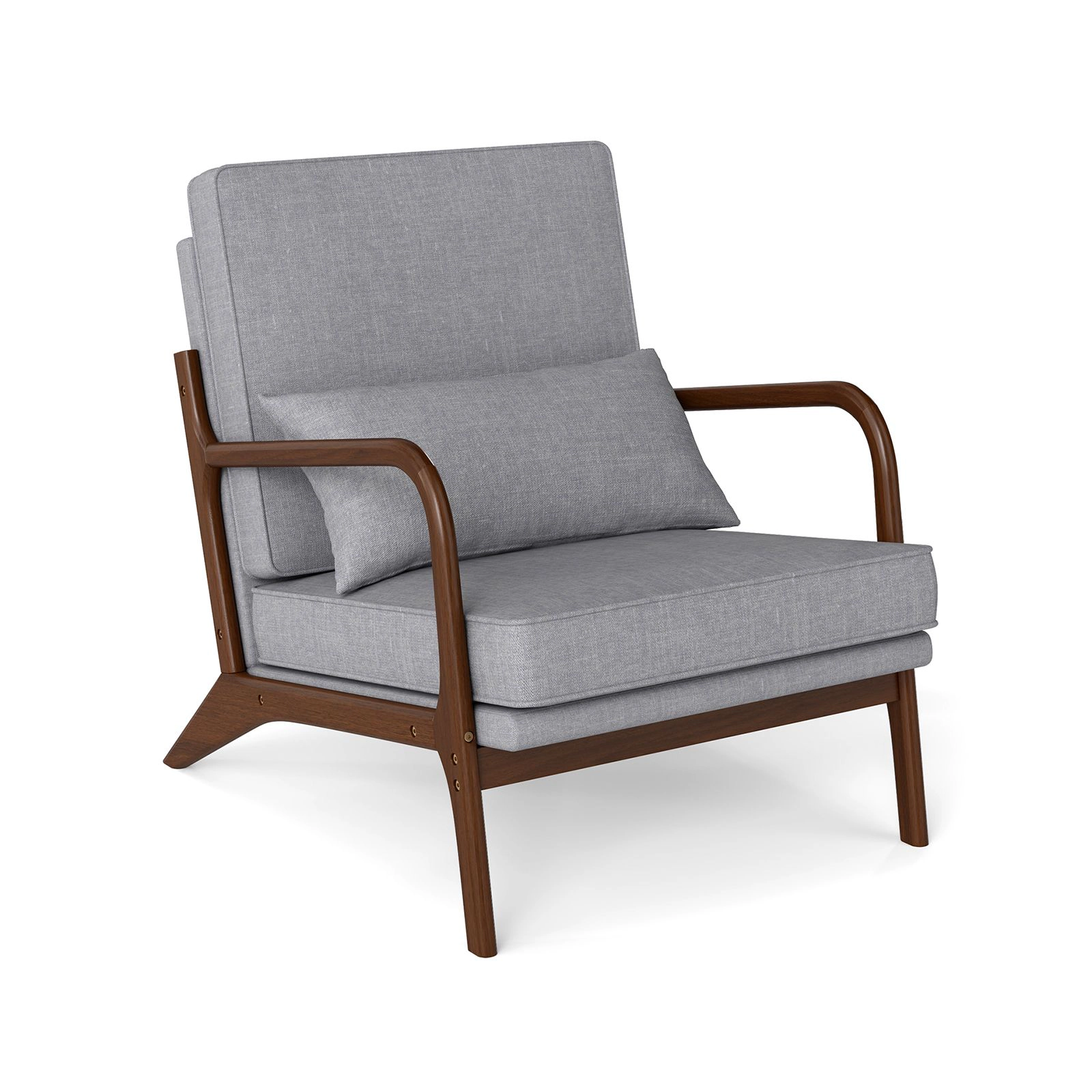 SlickBlue Modern Armchair with 5" Cushion, Lumbar Pillow & Wood Frame