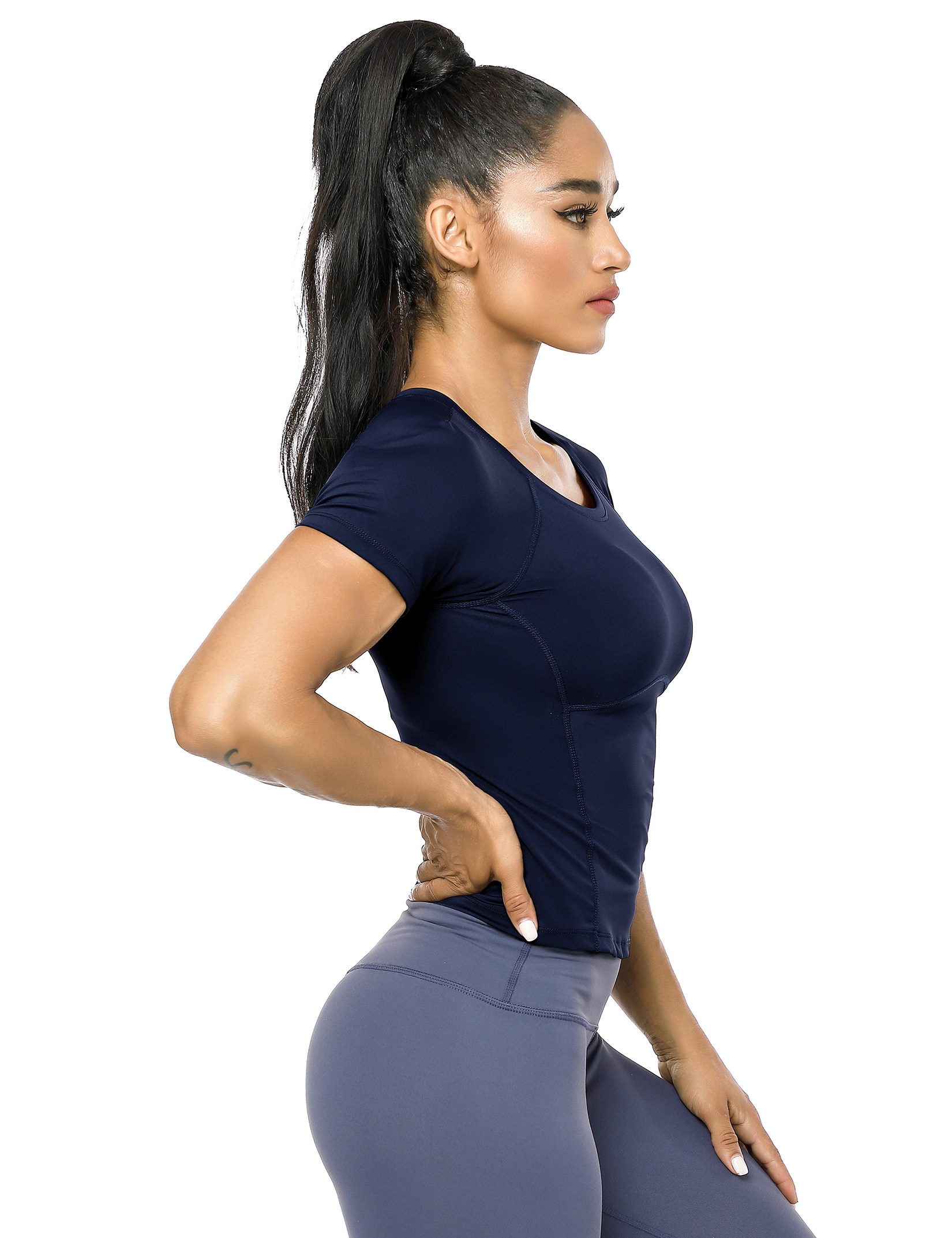 KOJOOIN Women's Short Sleeve Workout Tops Crewneck Athletic Yoga Gym Shirts