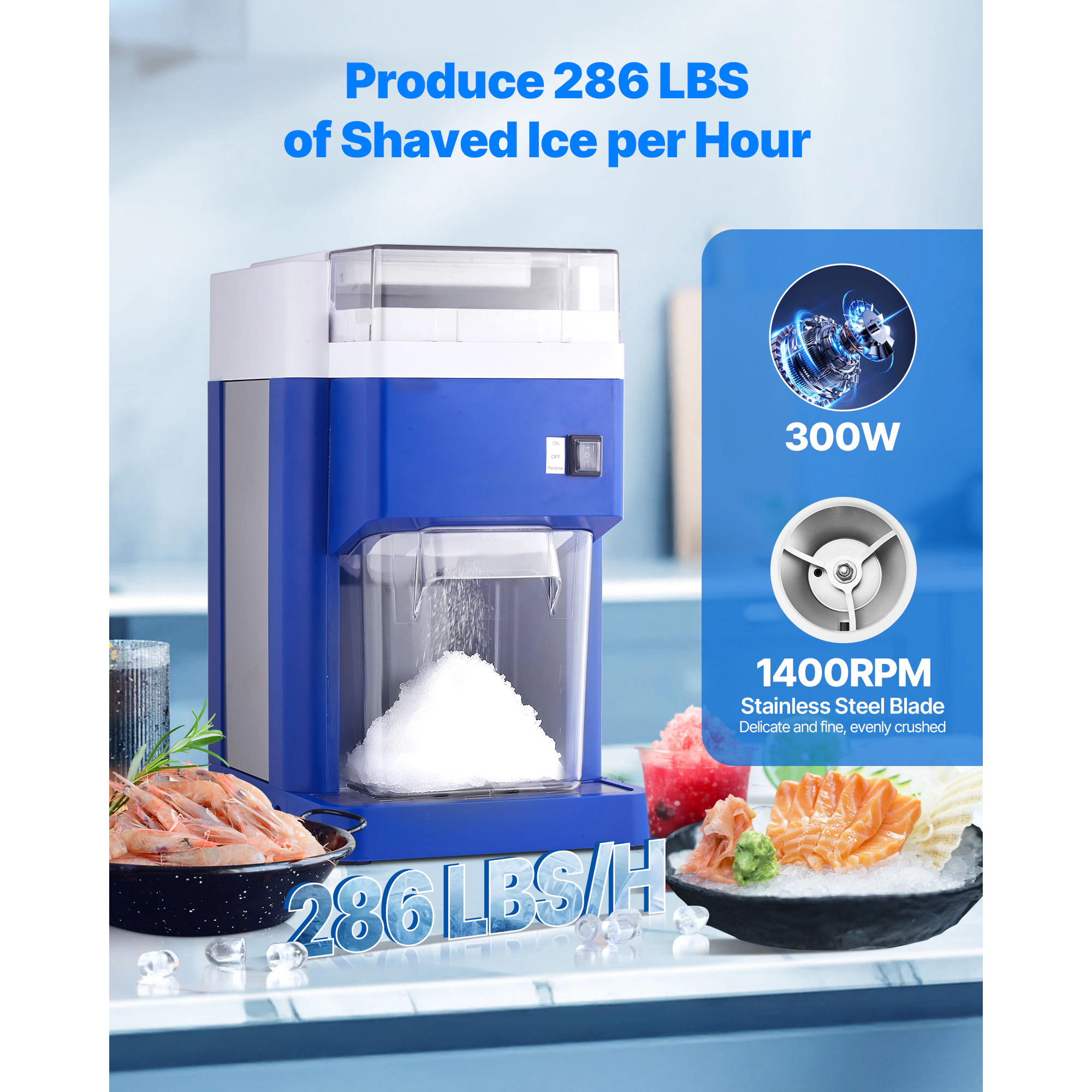 HONGGE Commercial Ice Shaver Electric Snow Cone Maker with Shaved Machine for Home