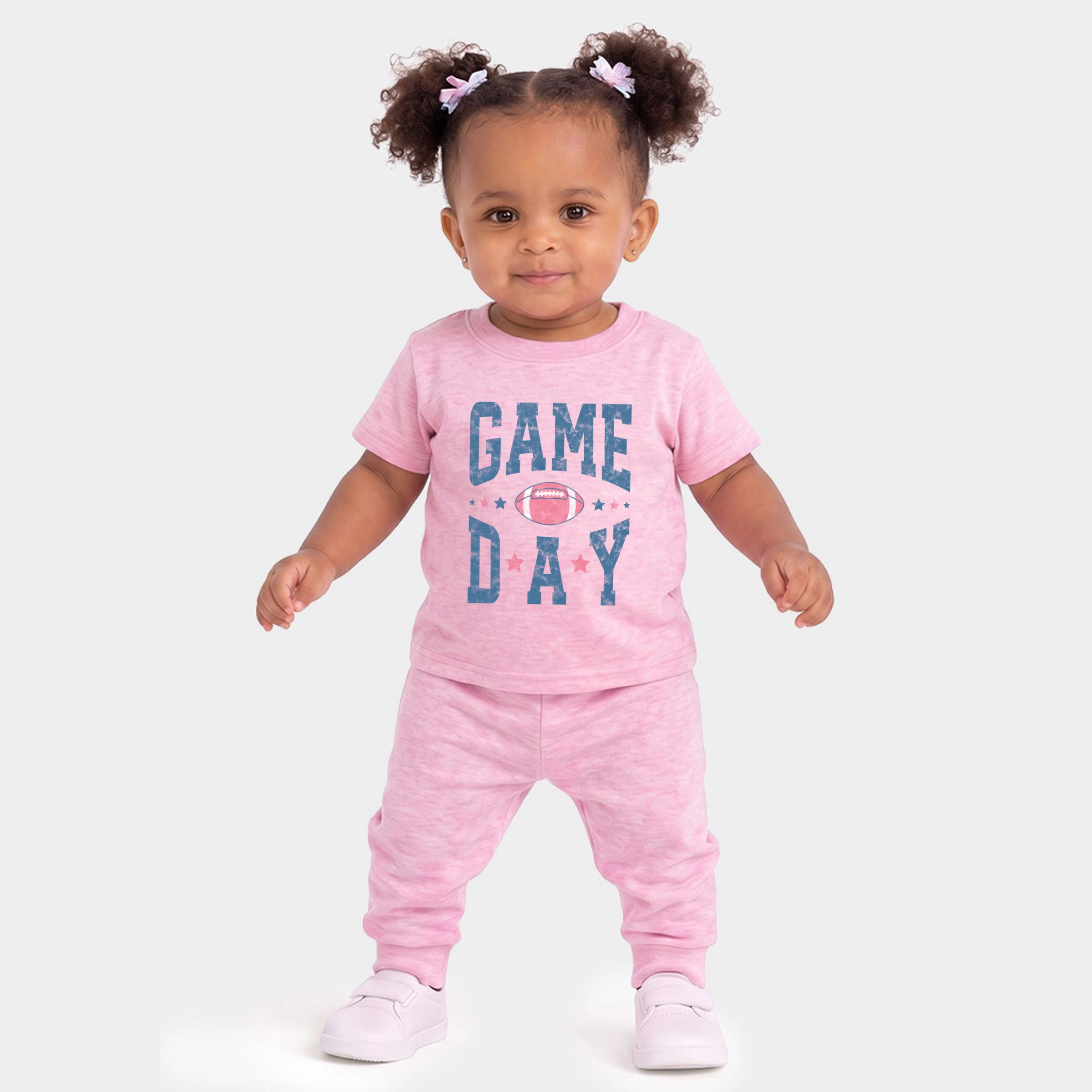 The Juniper Shop - Infant Jogger Pant Crew Set Game Day Blue Distressed