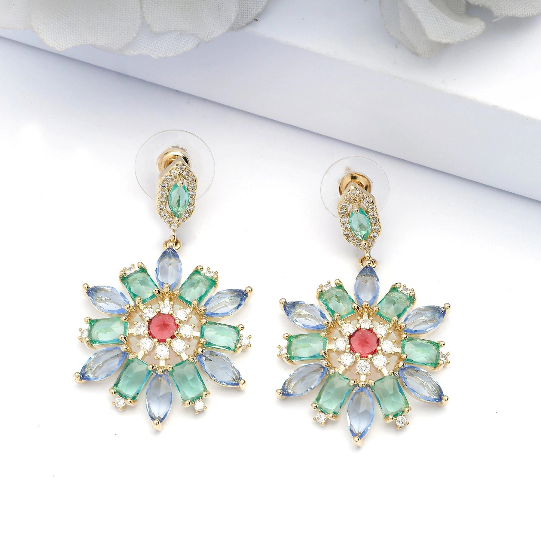 AGP PARIS Womens Light green Floral Drop Earrings