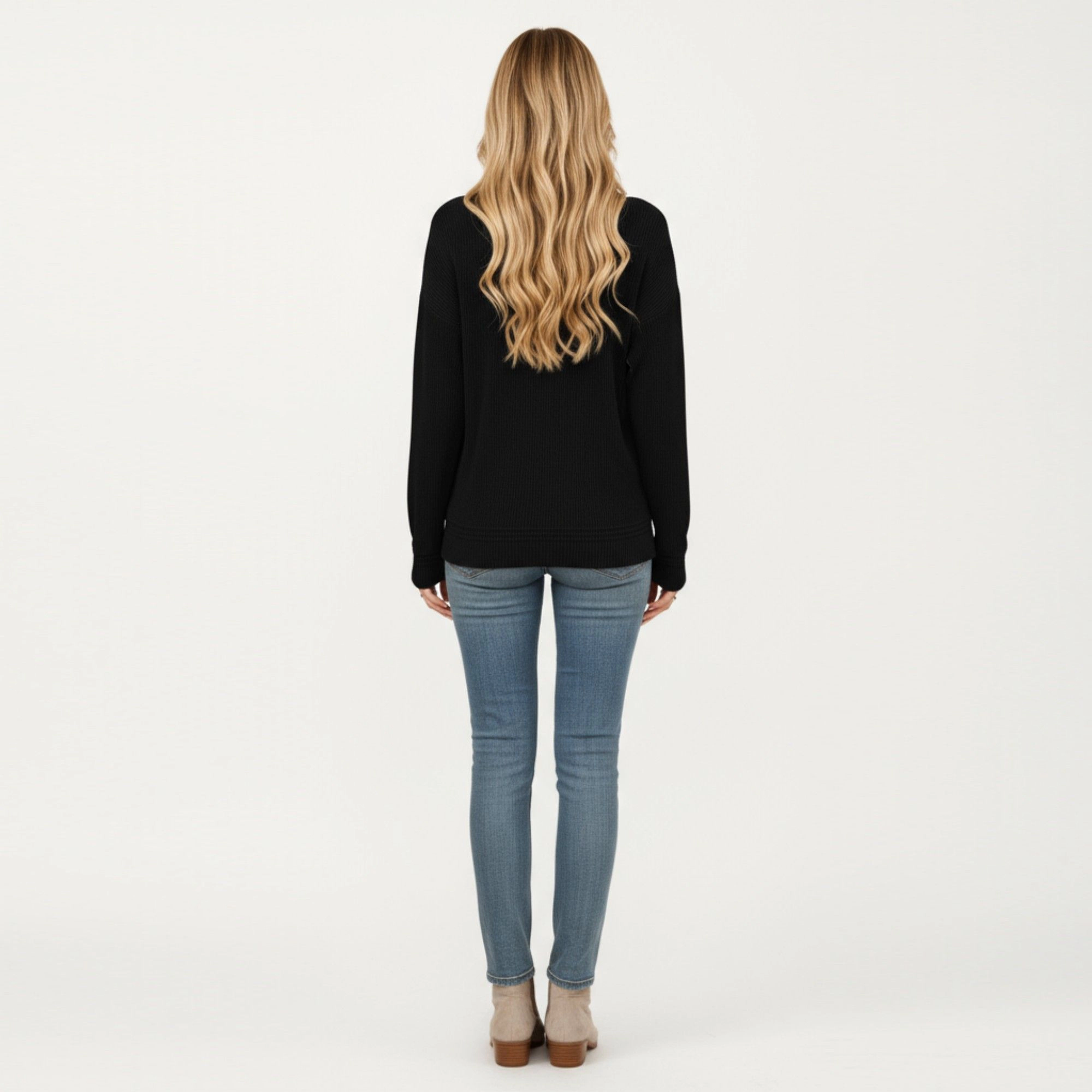 Anna-Kaci Women's V-Neck Long Sleeve Knit Top with Chest Pocket and Relaxed Fit