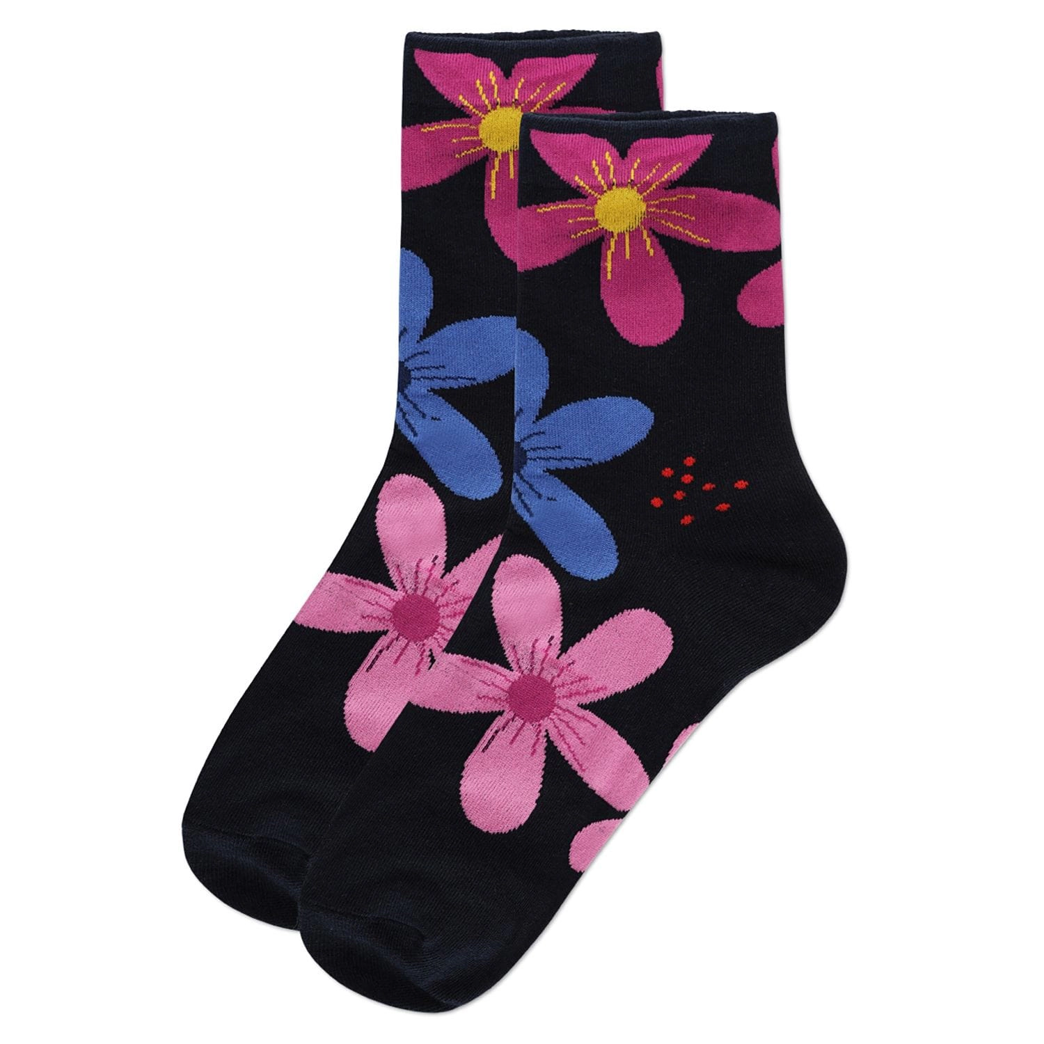 MeMoi Women's Garden Floral Combed Cotton Crew Socks