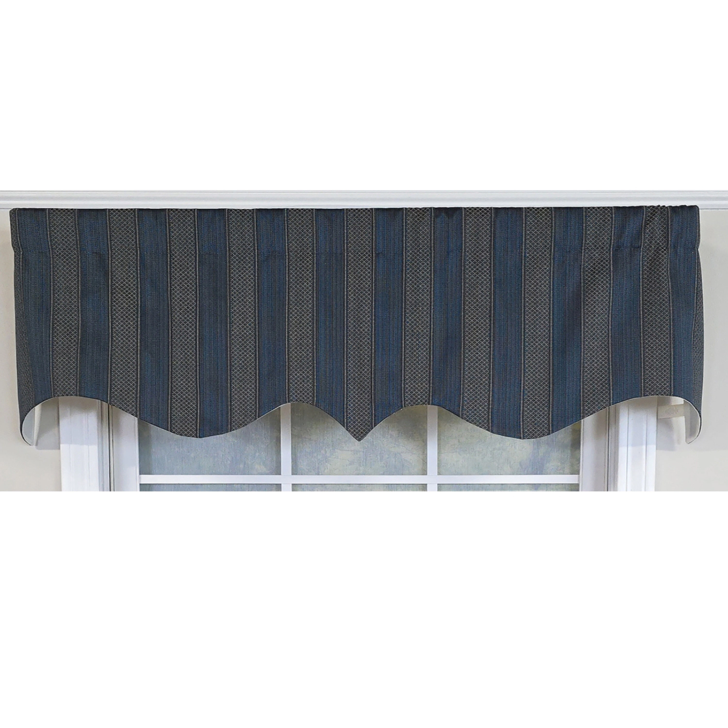 RLF Home Bronte Regal 100% Cotton Rod Pocket Fully Lined Window Valance 50"x17" Navy