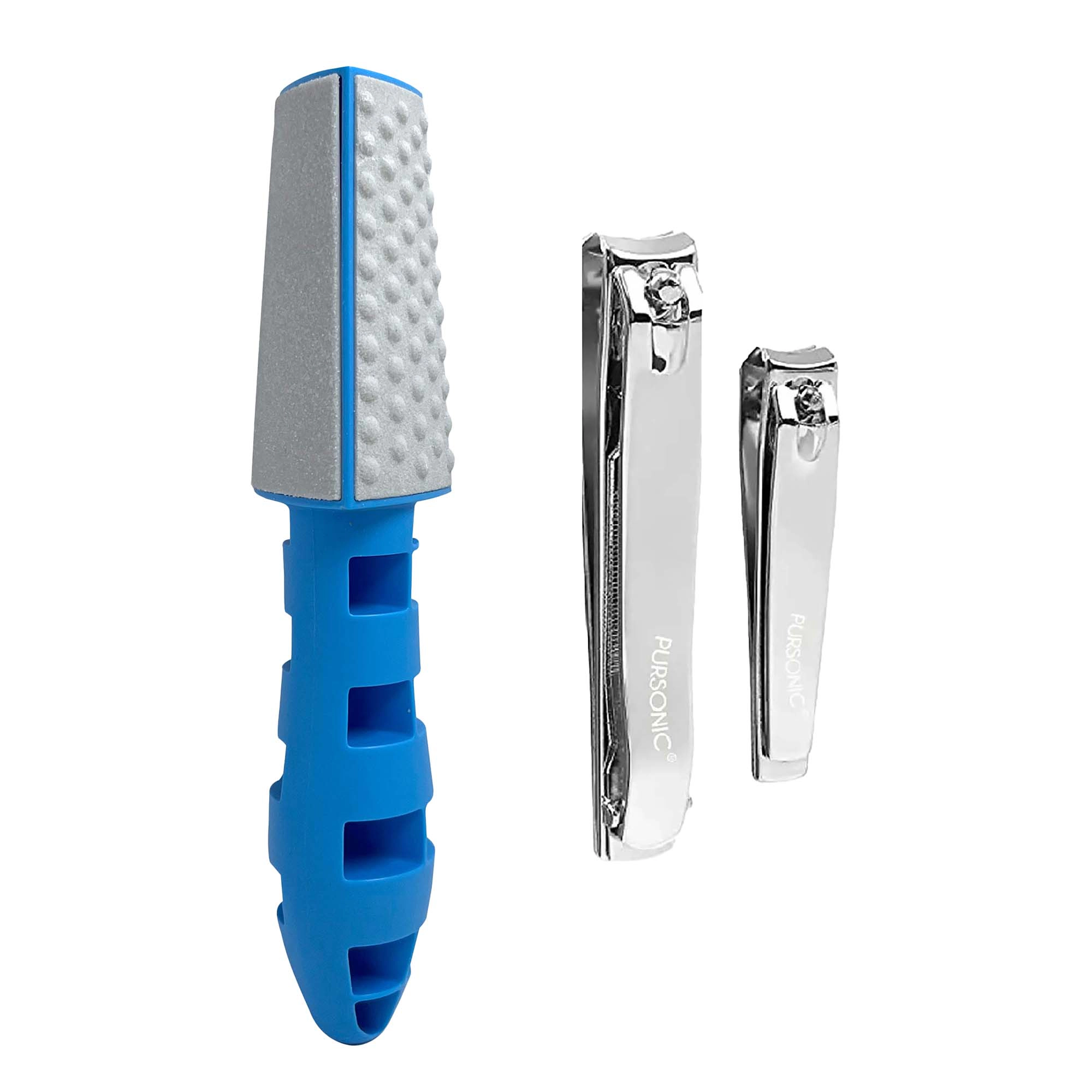 Pursonic Unisex Premium Nail & Foot Care Grooming Bundle Nail Clippers & 3-in-1 Callus Remover