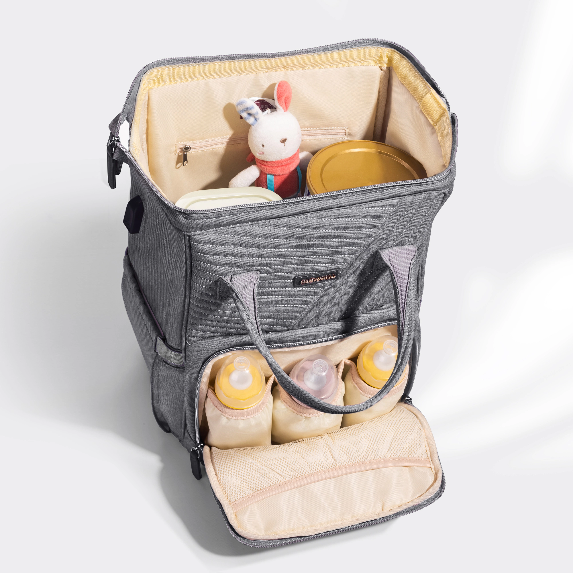 SUNVENO Quilted Diaper Bag Backpack