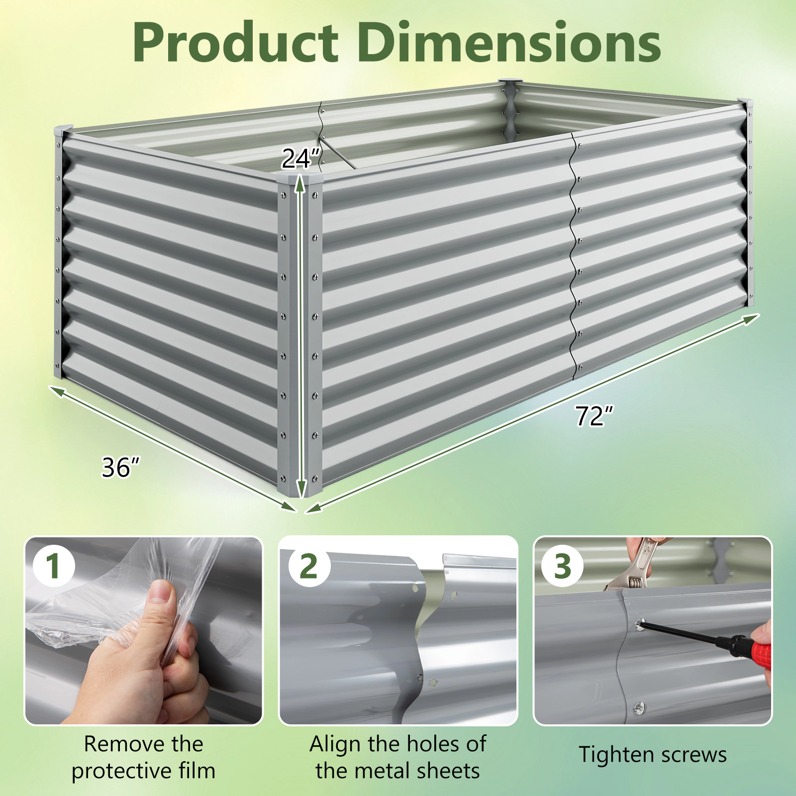 SlickBlue Gray Metal Raised Planter Box for Outdoor Gardening
