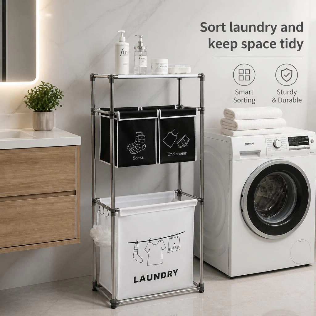 ELEMENT ACE Tall Fabric Freestanding Bathroom Storage Organizer